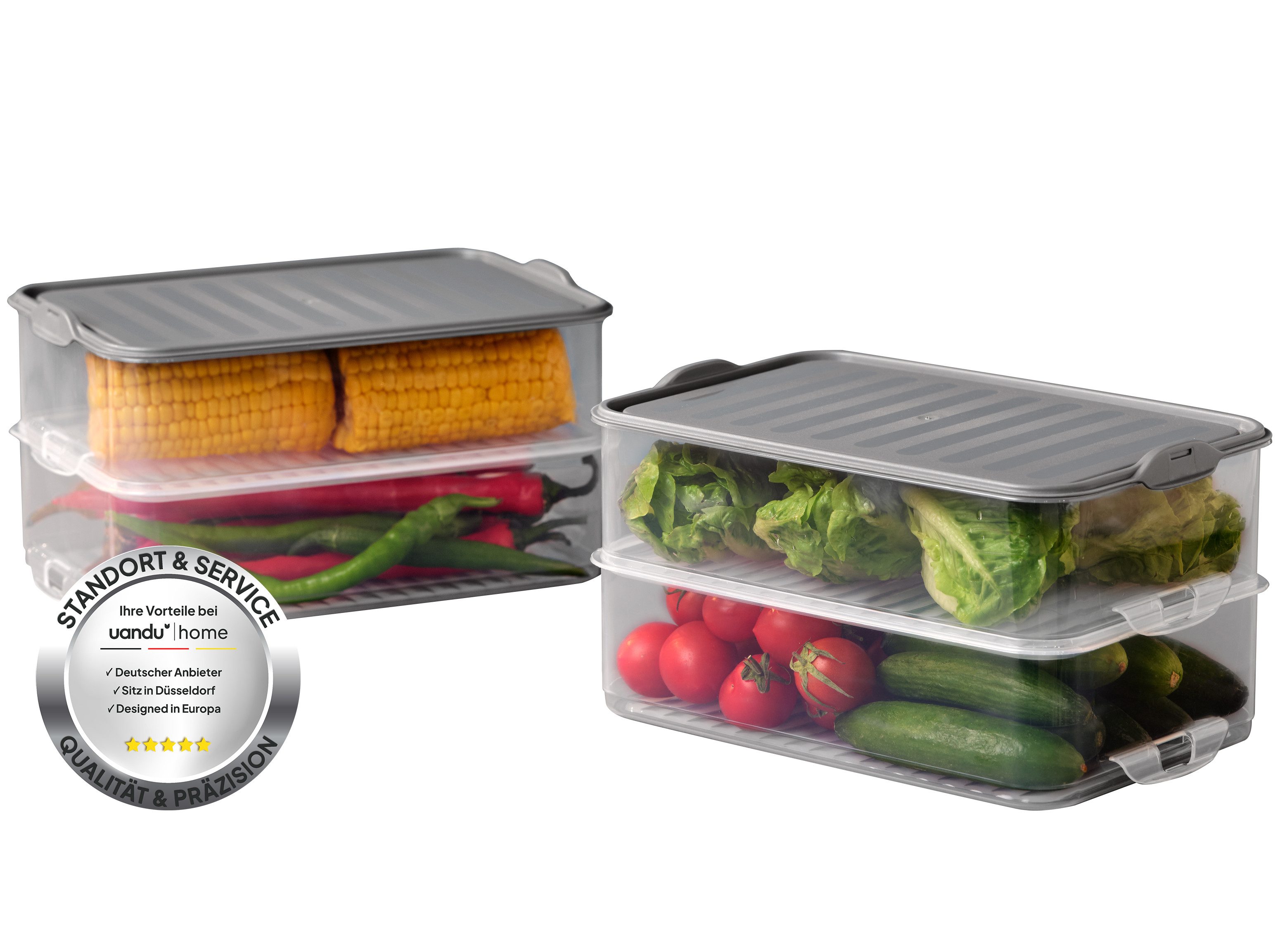 uandu home Frischhaltedose Aufschnittboxen für Kühlschrank, Wurst Aufbewahrung Kühlschrank, (Aufschnittbox Stapelbar, Kühlschrank Organizer, BPA Frei Kunststoff, Frischhaltedosen mit Deckel, Aufschnittdosen), BPA Frei, Dishwasher Safe, Reusable