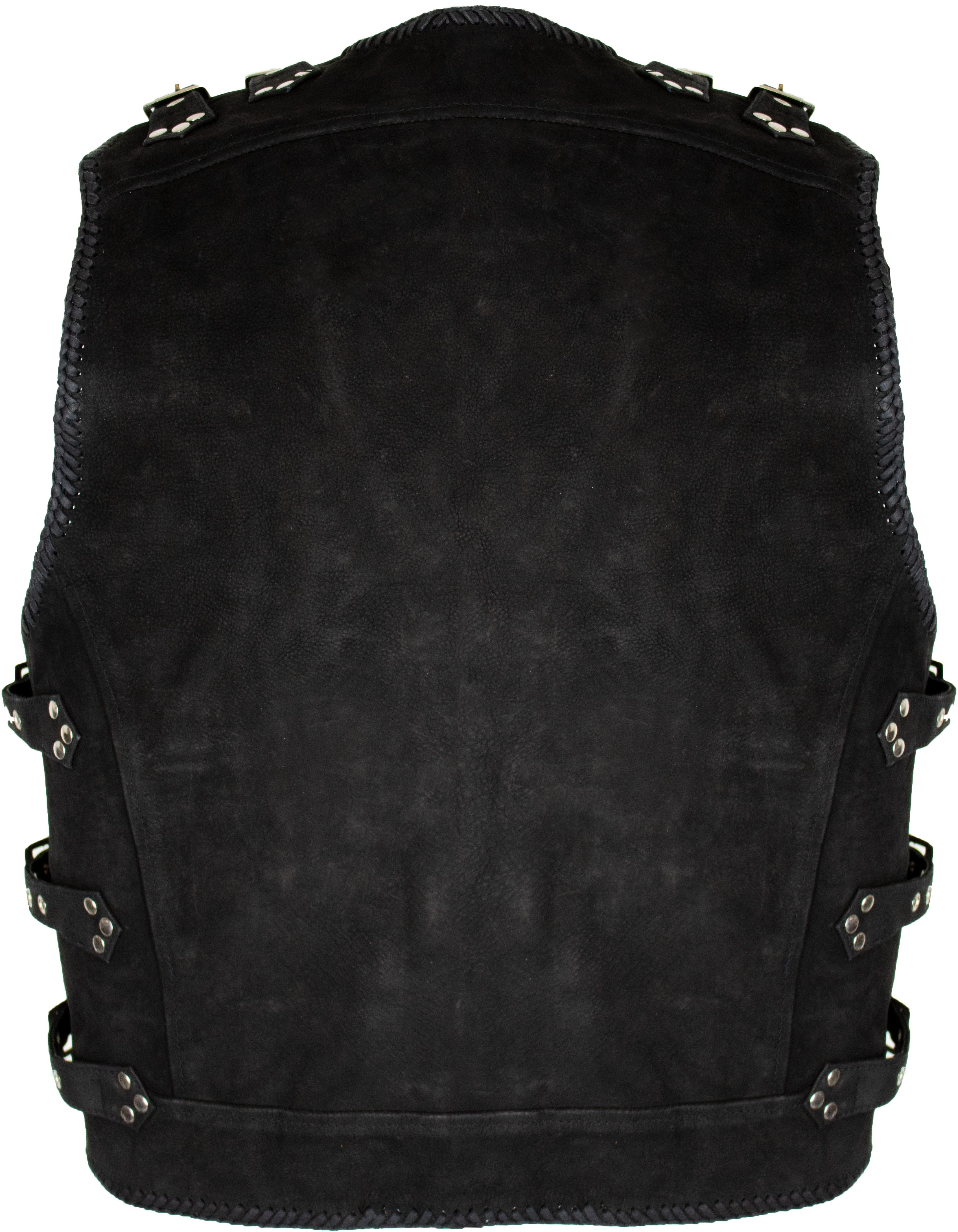 MDM Lederweste Herren Nubuk Schnallen Leder Kutte (Motorrad Lederweste, Wildleder Kutte, Rockerweste, Bikerweste)