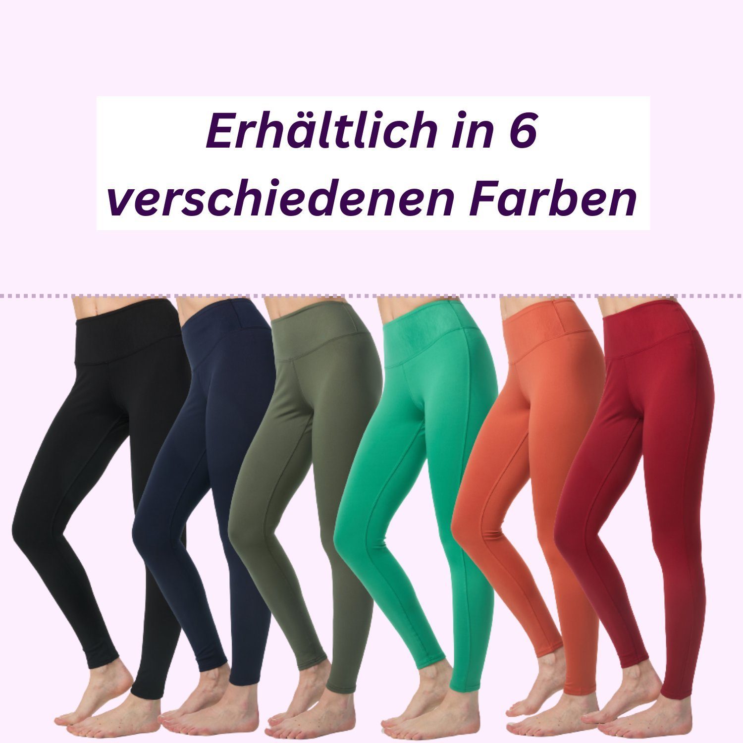 mit in Hose Laufhose Farben, Leggings Sport für Lange Waist Damen, vielen High hohem Komfort, Leggings, Yoga Schwarz Frentree