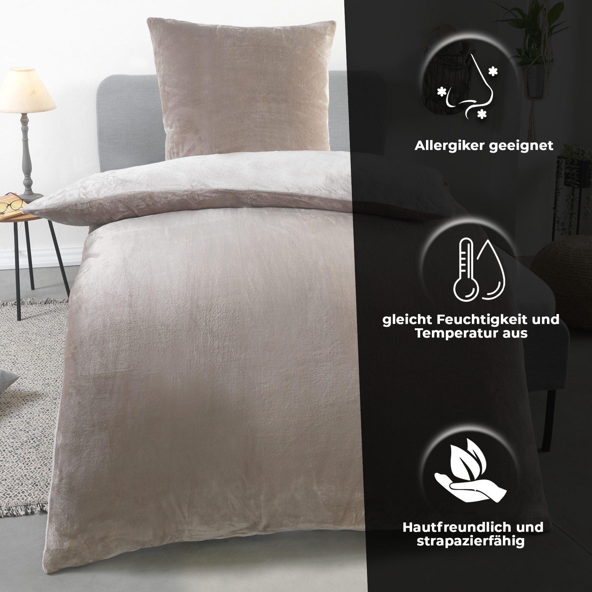 Dreamhome Wendebettwäsche 135x200 + 80x80 cm Cashmere Touch Bettwäsche, atm günstig online kaufen