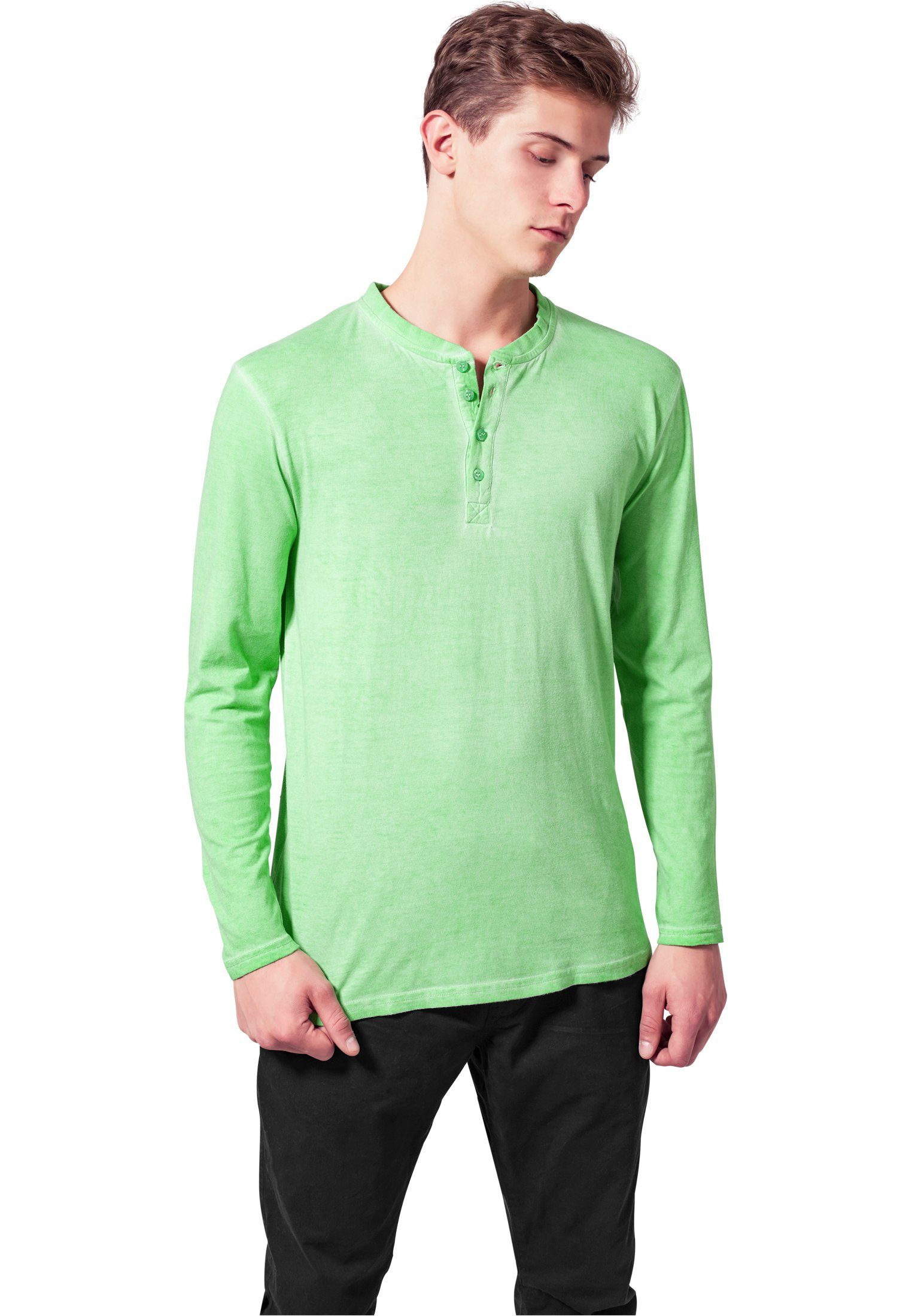 URBAN CLASSICS Langarmshirt TB479 mint Spray Dye Henley