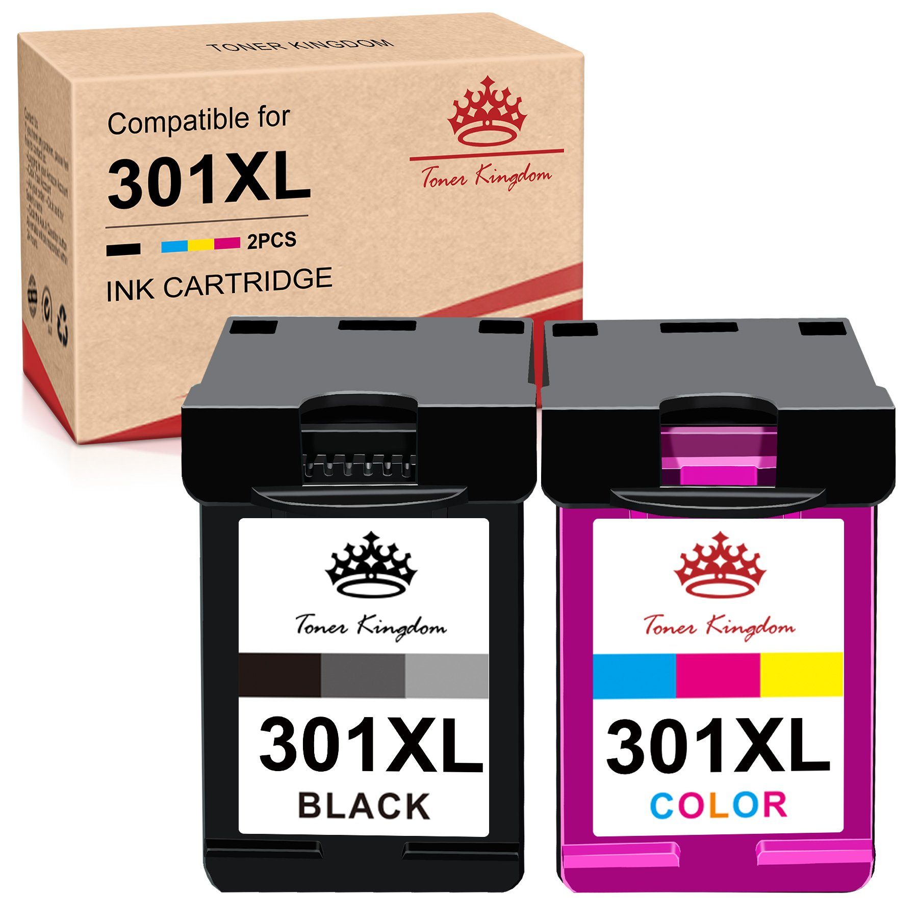 Toner Kingdom für HP 302XL 301XL DeskJet 1000 1050 Envy 4525 4520 Tintenpatrone 301XL(1B+1C)