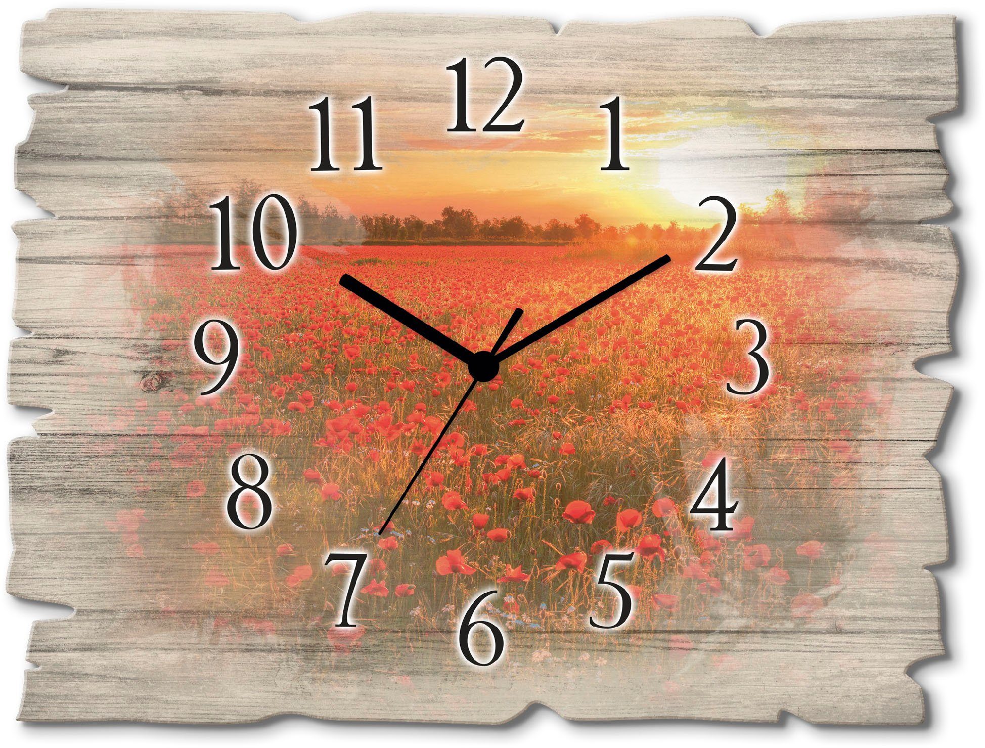 Artland Wanduhr Mohnblumenfeld bei Sonnenuntergang (wahlweise günstig online kaufen