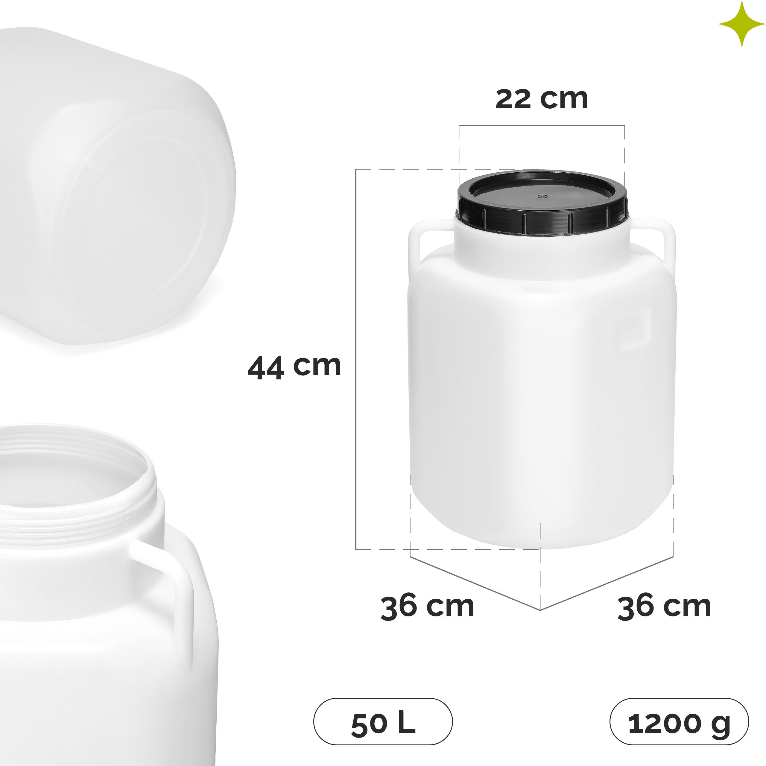 Garronda Regentonne 50L BPA-frei quadratisches Fass und Behälter mit Deckel GD-0088, Weiß, 50 l, (1-tlg), BPA-Frei