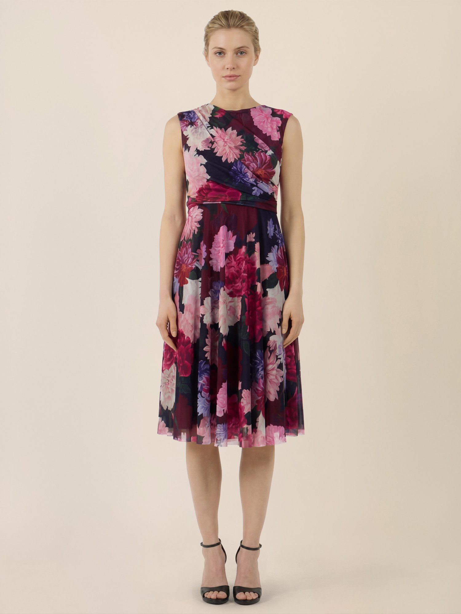 Apart Midikleid mit Blumenprint und Drapierung