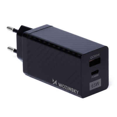 Wozinsky Wozinsky 65W GaN-Ladegerät mit USB-Anschlüssen 3.0 PD Schwarz Smartphone-Ladegerät (1-tlg)