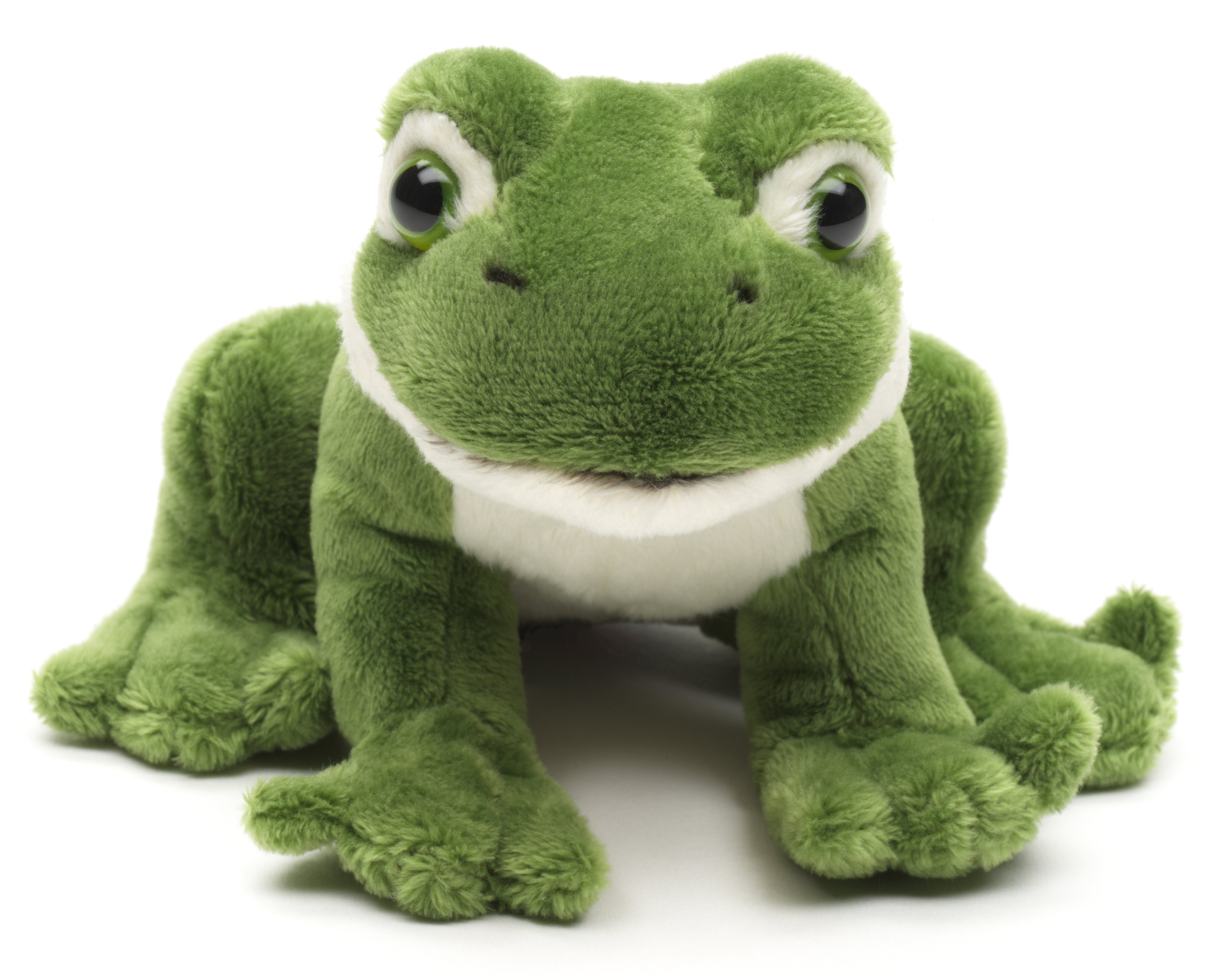 Uni-Toys Kuscheltier Grüner Frosch - Mit/Ohne Stimme - 13 cm (Длина) - Plüsch, Plüschtier, zu 100 % recyceltes Füllmaterial