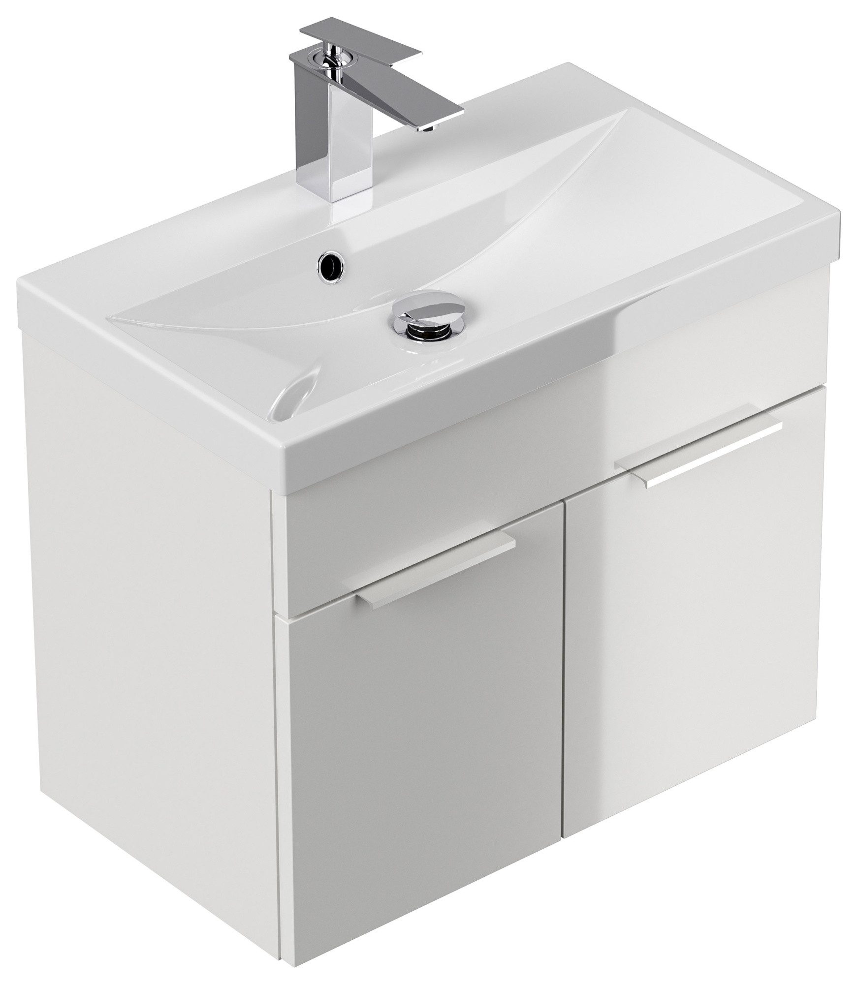 Magnolia Home Badmöbel-Set Badmöbel-Set Slimline Vega 4tlg Spiegel & Midischränke weiss hgl/weiss, Soft-Close