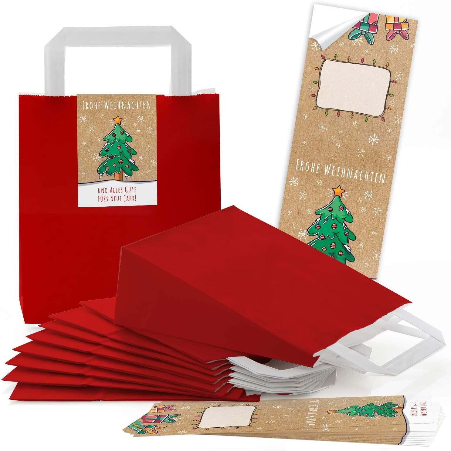 Logbuch-Verlag Dekofigur Rote weihnachtliche Papiertüten mit Henkel 18 x 8 günstig online kaufen