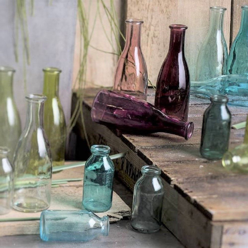 Sandra Rich Dekovase Glasvase 3er Set "Bottle klein" Ø 5 x 10,5cm, Glasflaschen