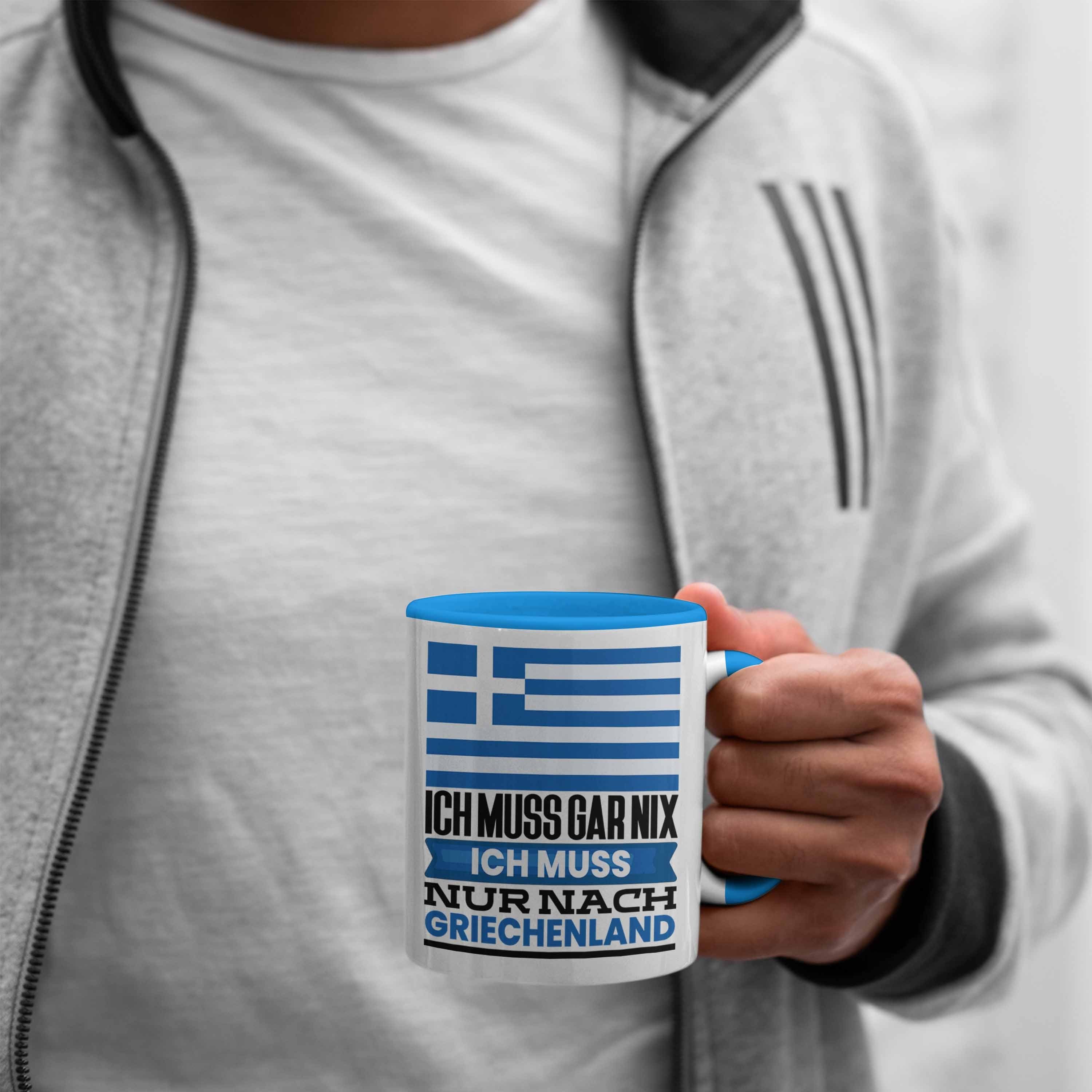Blau Tasse Trendation Griechenland Urlaub Geschenk Geburtstag Tasse Geschenkide Griechen für