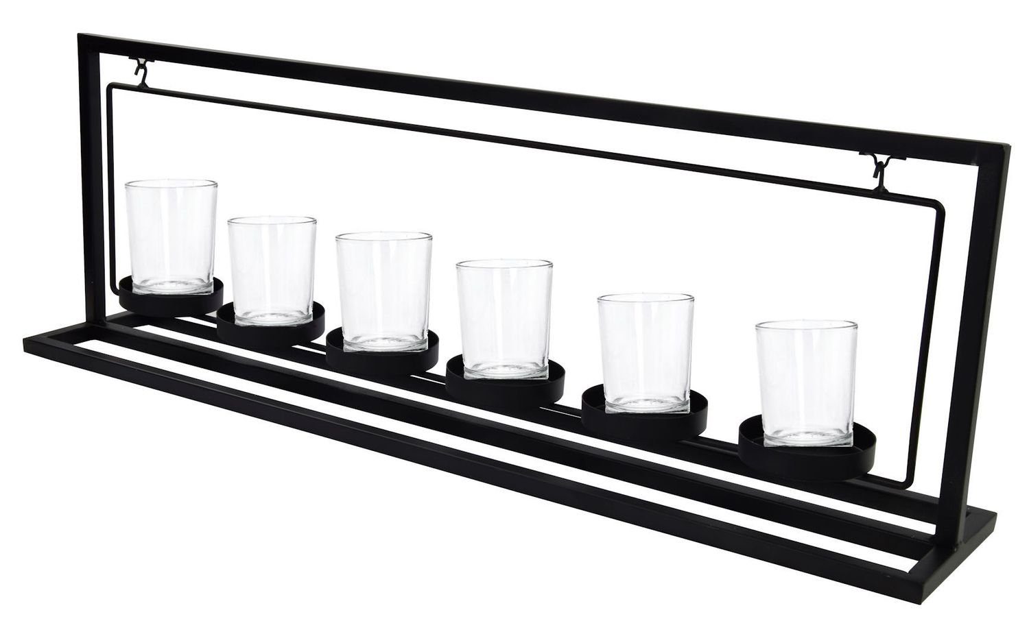 Kerzenhalter aus mit Teelichthalter Kerzenständer 6 EDCO Kerzens schwarzem Metall Gläsern