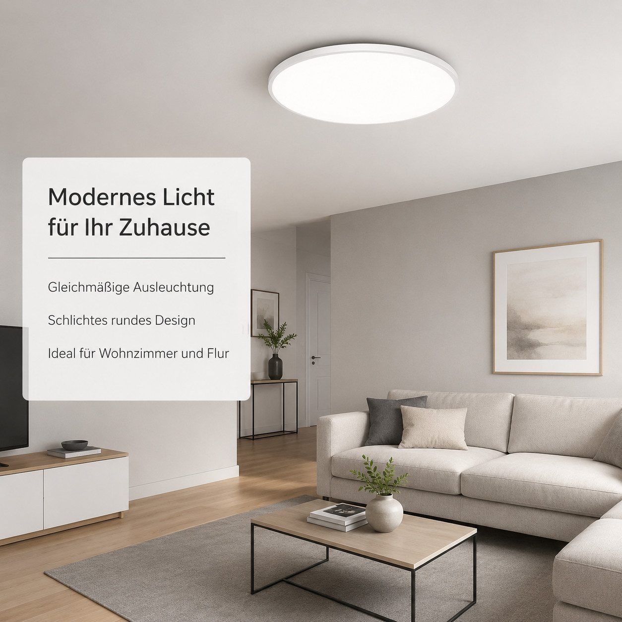 Fyrove Deckenleuchte LED Deckenleuchte 30W Ø28 cm rund, flache Deckenlampe 6500K kaltweiß, LED fest integriert Flur inkl Leuchtmittel 650OK, weiB, Wohnzimmer-Leuchte Lampe Flur inkl Leuchtmittel küchenlampe