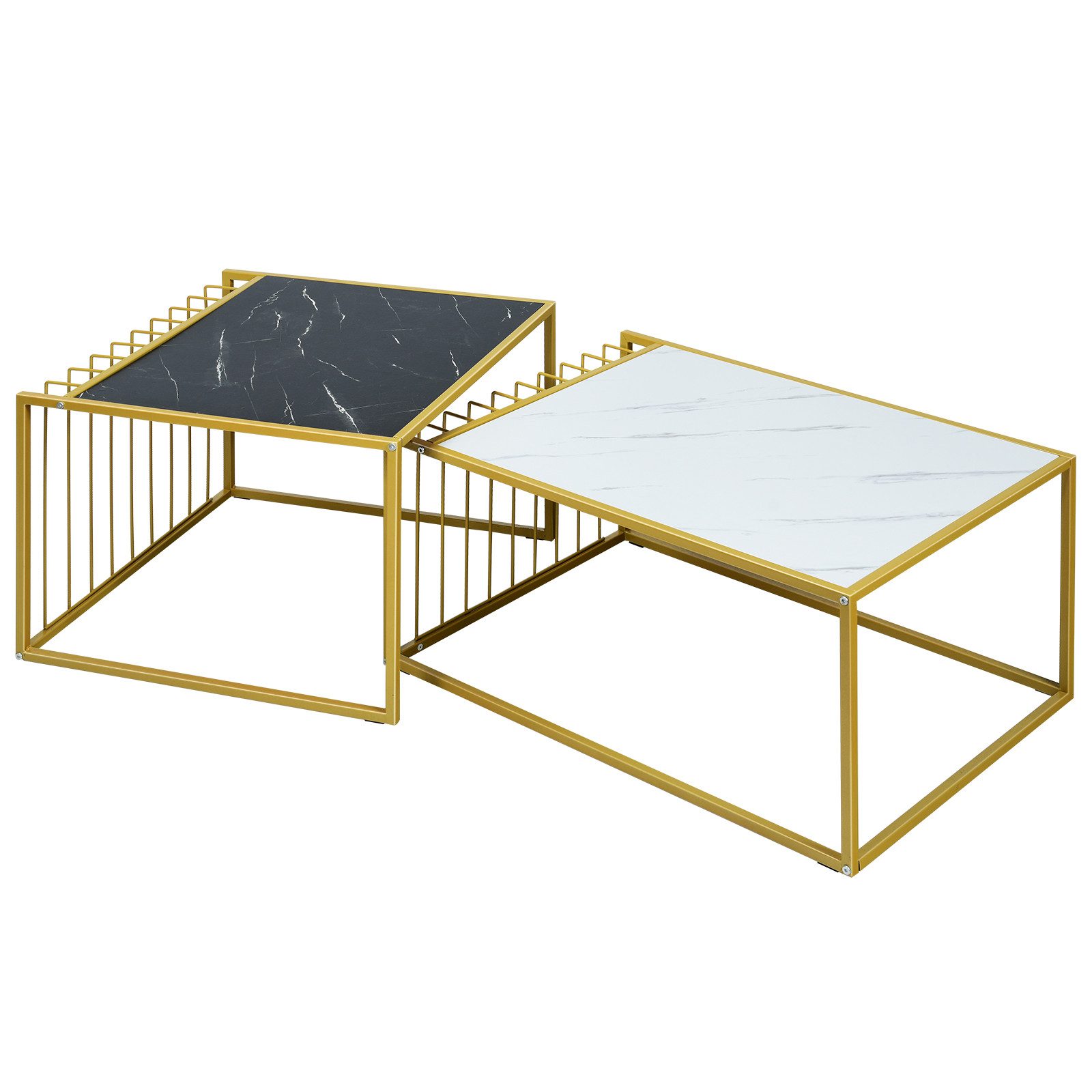 COSTWAY Beistelltisch (2-St., 2 Stücke), Marmor, günstig online kaufen