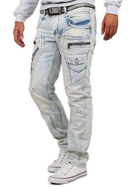 Cipo & Baxx Bikerjeans Herren Hose BA-CD272 mit Verzierungen und Reißverschlüssen