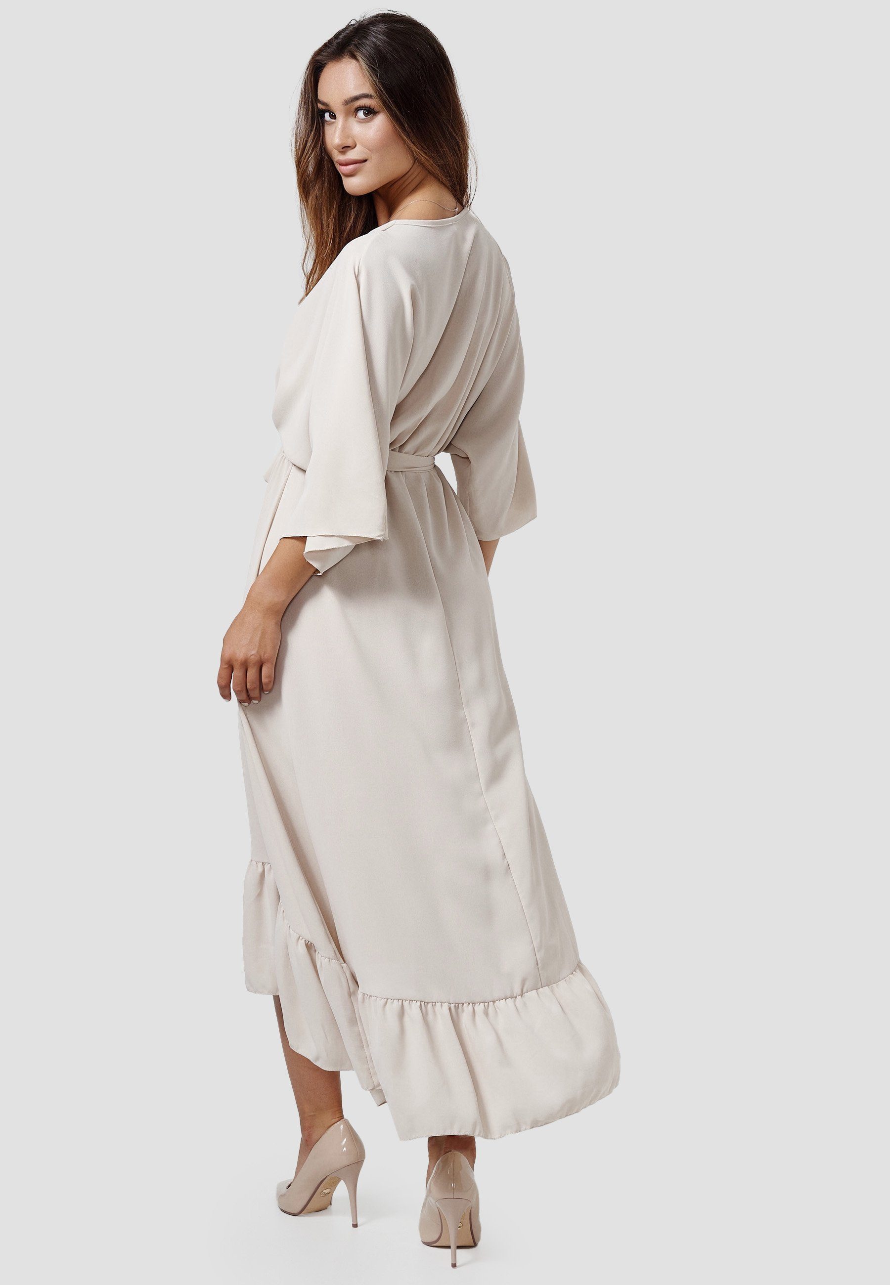 Rayshyne Maxikleid PM-25 (Midi Wickelkleid Optik Sommerkleid in Einheitsgröße)