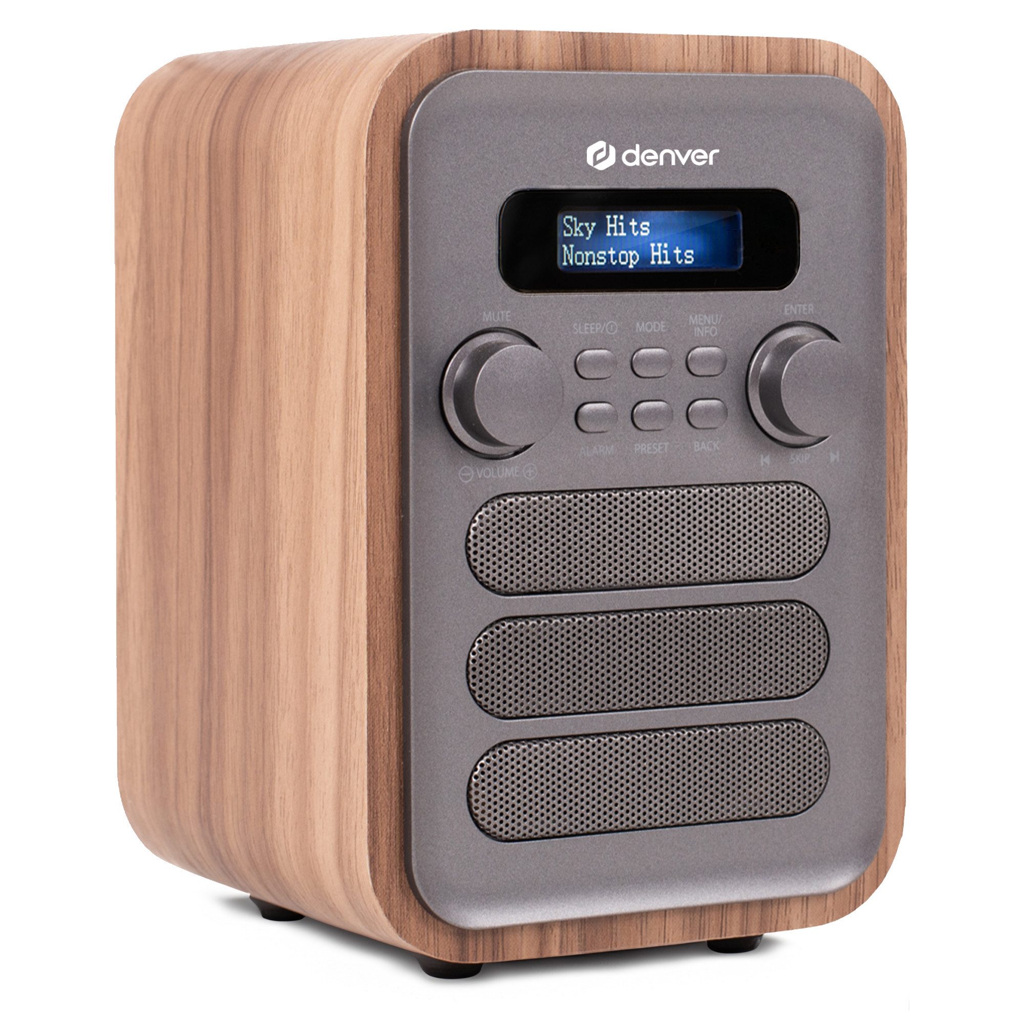 Denver DAB-48GR Digitalradio (DAB) (DAB+, FM, 2.5 W, Bluetooth, DOT-Matrix LCD, 3.5 mm Kopfhörer-Ausgang, 40+40 Presets)