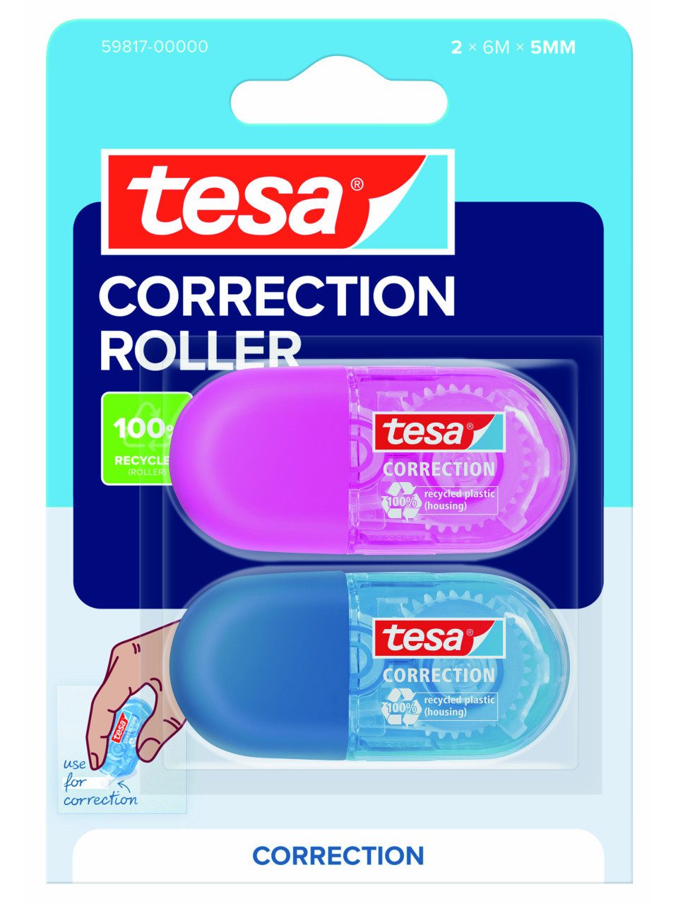 tesa Collegeblock tesa Mini Korrekturroller ecoLogo® 2er Set Blister