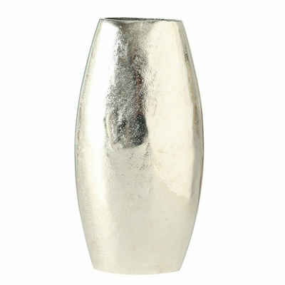 Meinposten Dekovase Vase silber Metall rund oder oval Deko Metallvase Tischdeko Aluminium massiv (1 St), massive Qualität