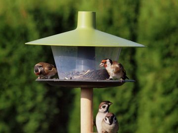 PLASTIA Vogelhaus 3x Futterhaus "Finch" in drei Farben + 3 KG BIO-Vogelfutter