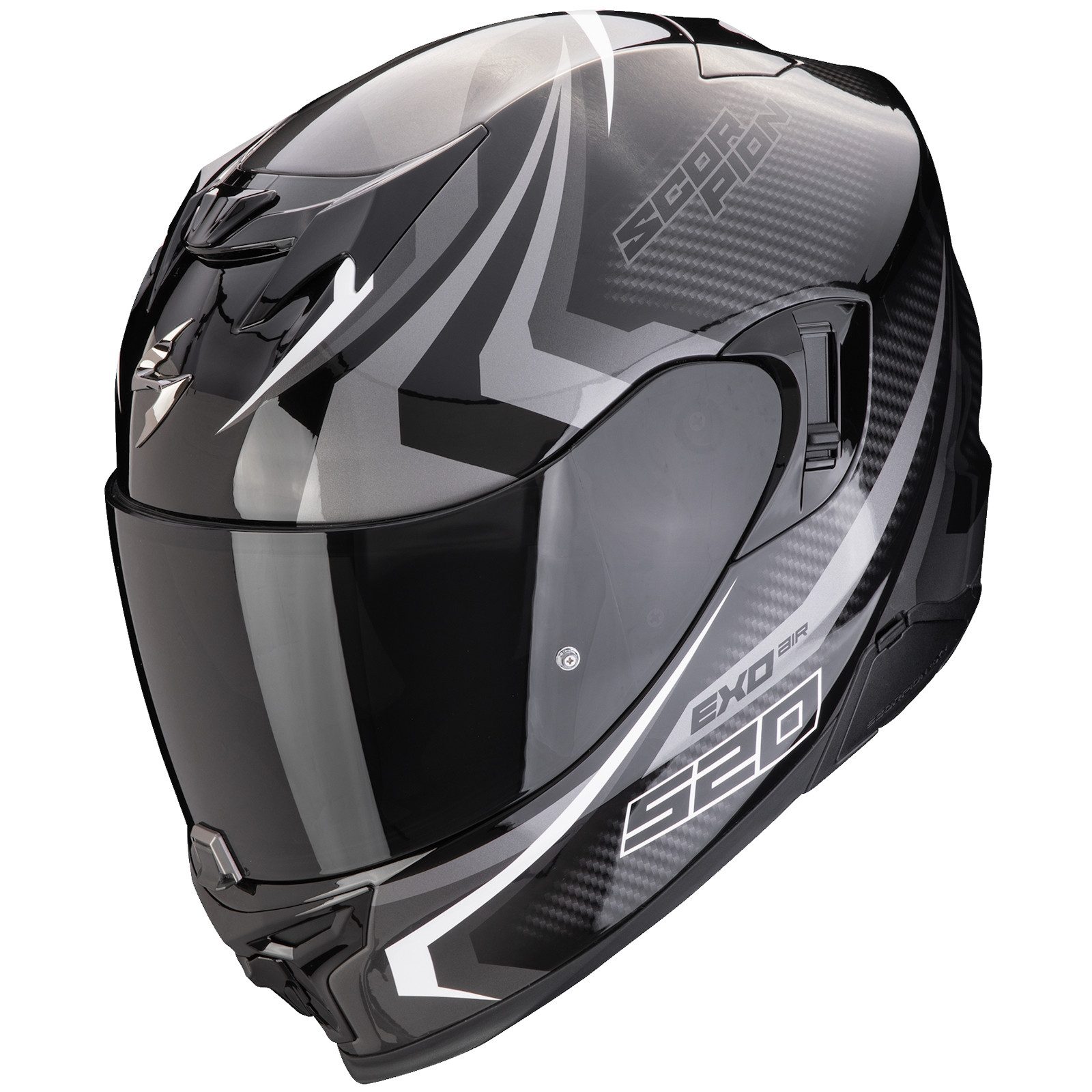 Motorradhelm Scorpion Exo-520 Evo Air Helm Terra Schwarz / Silber / Weiss