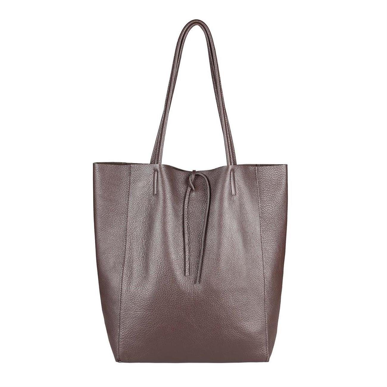 ITALYSHOP24 Schultertasche Made in Italy Damen Premium Leder SHOPPER Tasche günstig online kaufen