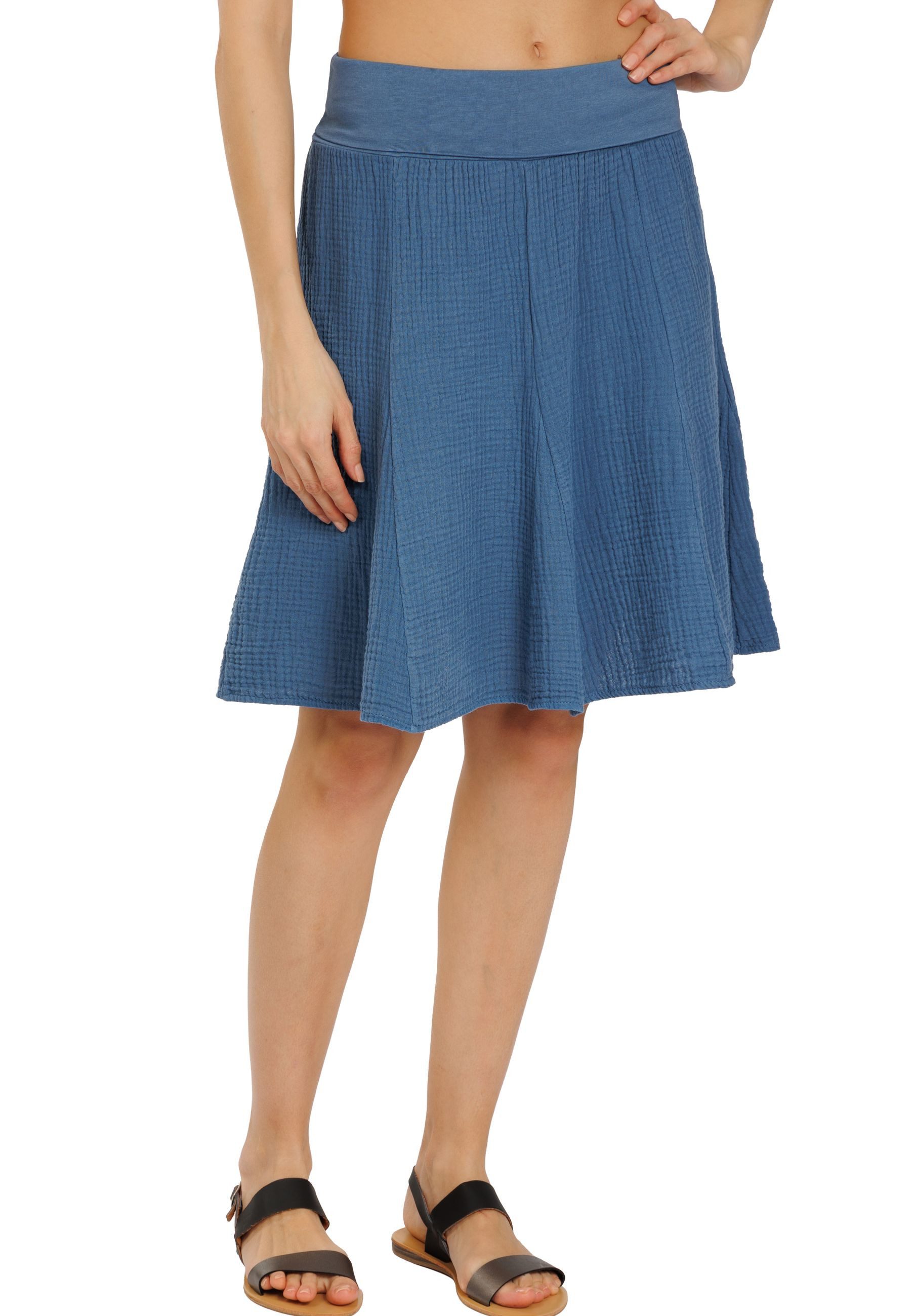 Caspar Faltenrock Damen Musselin Midi Rock knielang 100% Baumwolle Made in Italy - Ro037