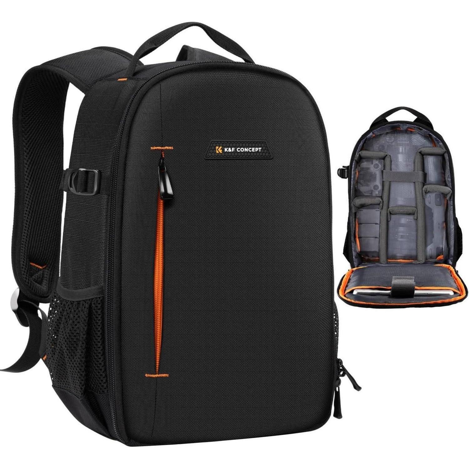 LuxusKollektion Kameratasche Kamerarucksack wasserdicht DSLR Objektiv Zubehör 1.0 Schwarz+orange M