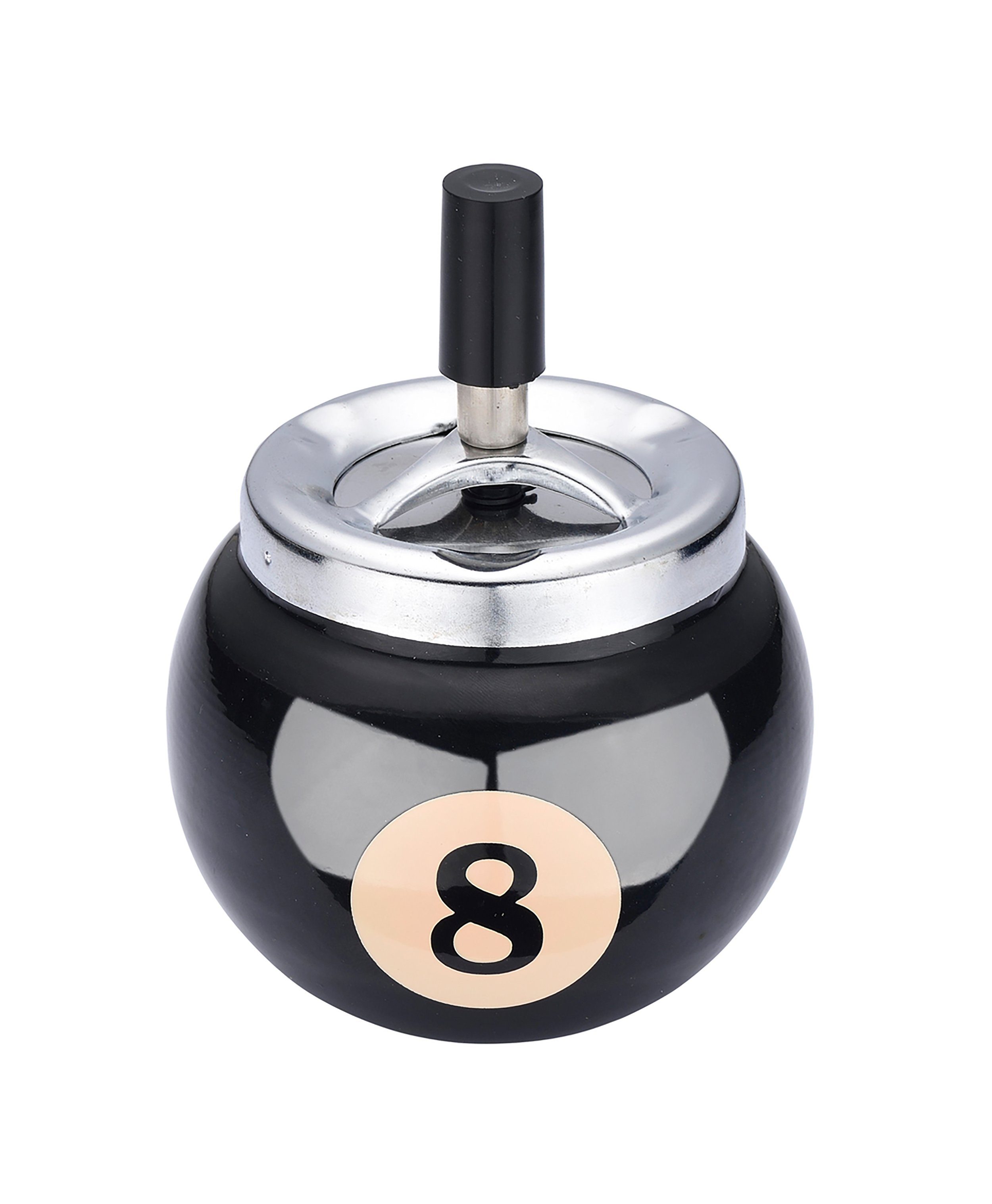 CHAMP Aschenbecher DREHASCHENBECHER Pool Ball Ø10cm Billard Kugel 80 (Schwarz - 8), Billardkugel Aschenbecher Windaschenbecher Drehascher Ascher