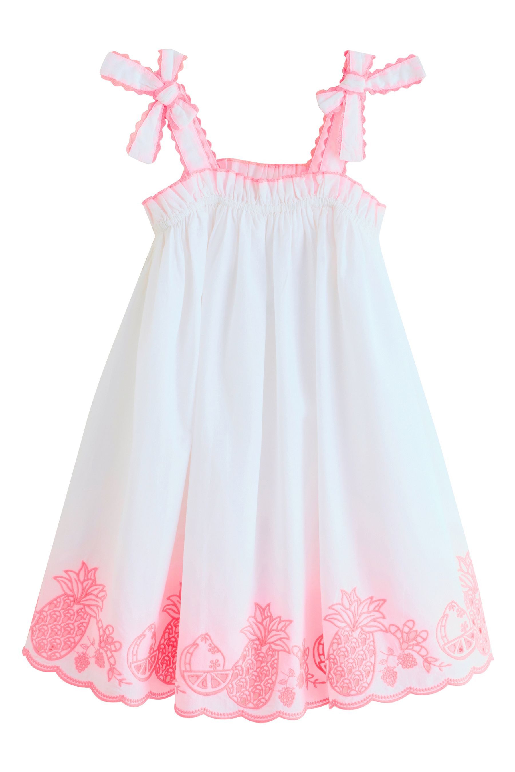 Sommerkleid Trägerkleid mit Stickerei und Schleife