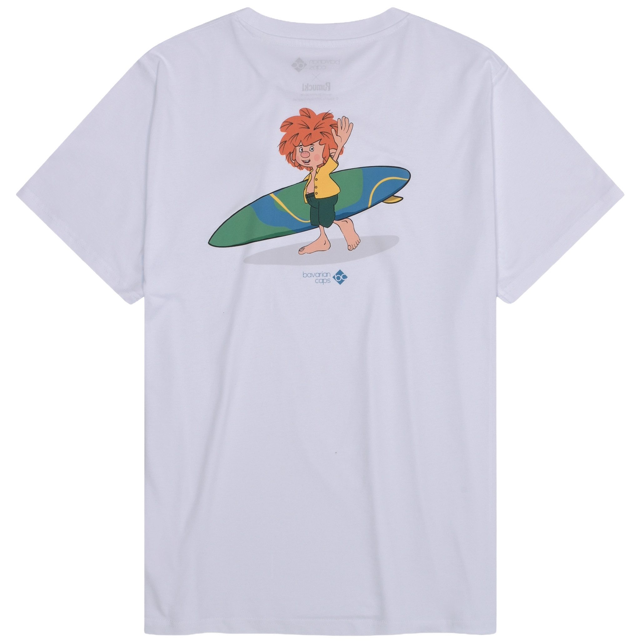 Bavarian Caps T-Shirt Bavarian Caps T-Shirt "Pumuckl surft" - weiß (T-Shirt, T-Shirt)