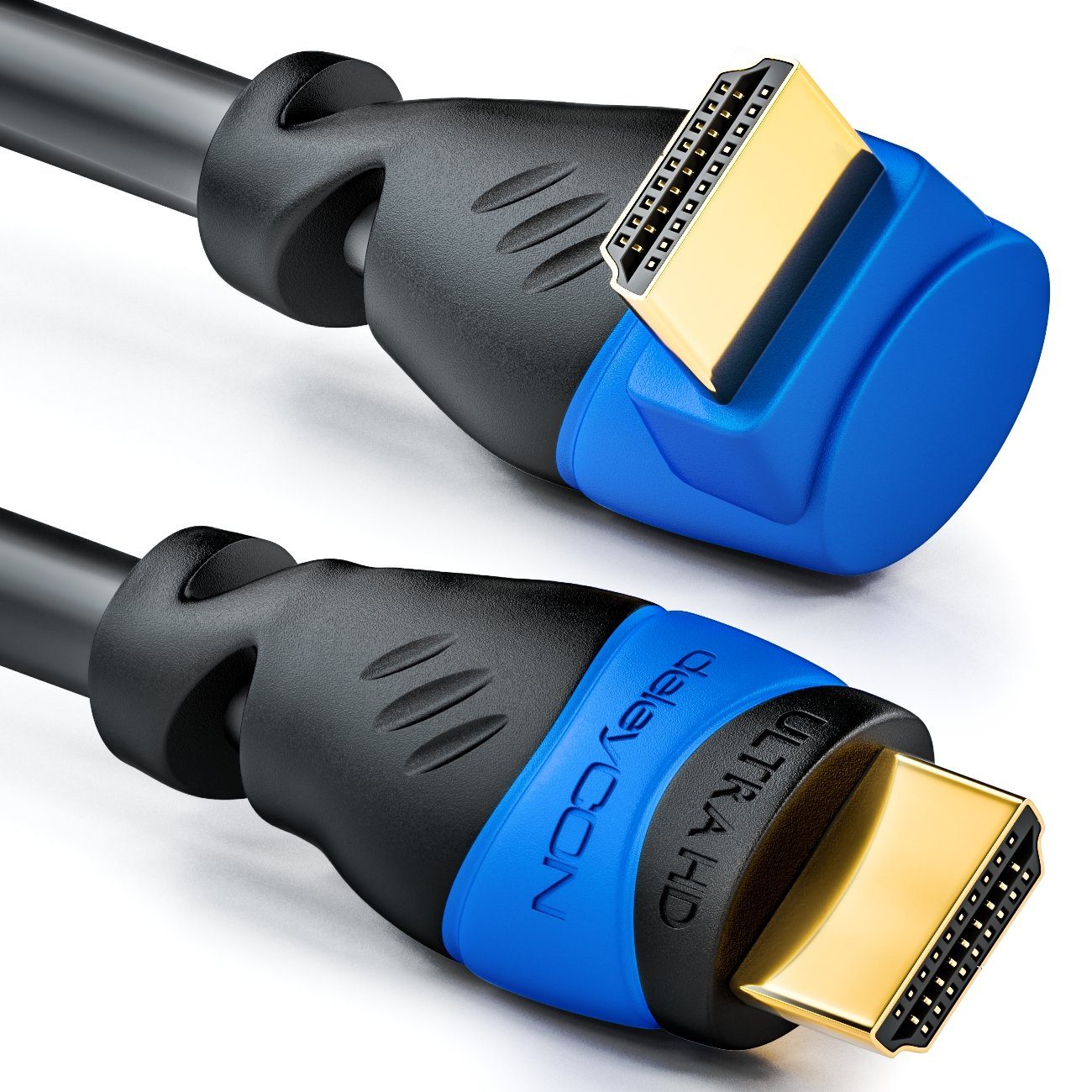 deleyCON 1m HDMI 90° Grad Winkel Kabel - HDMI 2.0/1.4a kompatibel mit HDMI-Kabel