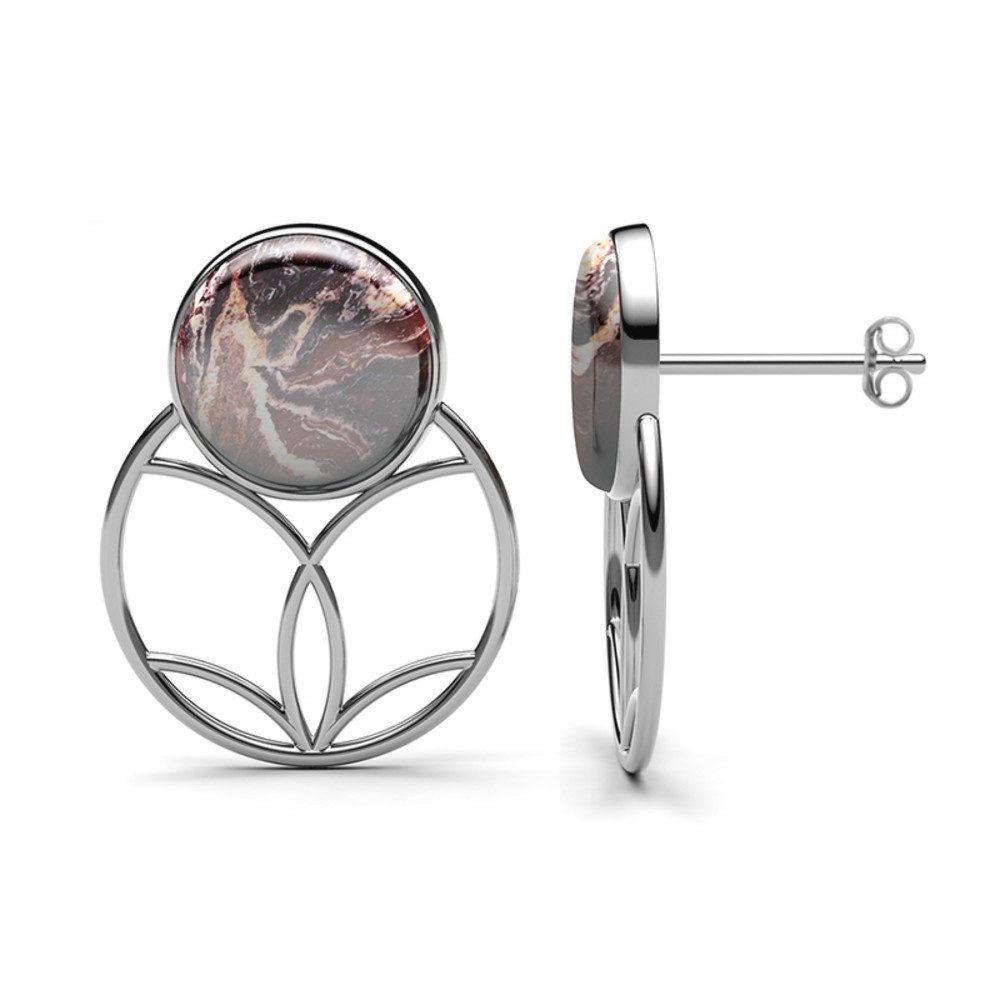 Cavill Ohrring-Set Cavill Batik-Jaspis Ohrringe 5,00 ct, 925 Silber, Bali Design (2-tlg)