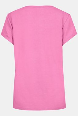Gina Laura Rundhalsshirt T-Shirt gekräuselte Schulter Tunika-Ausschnitt