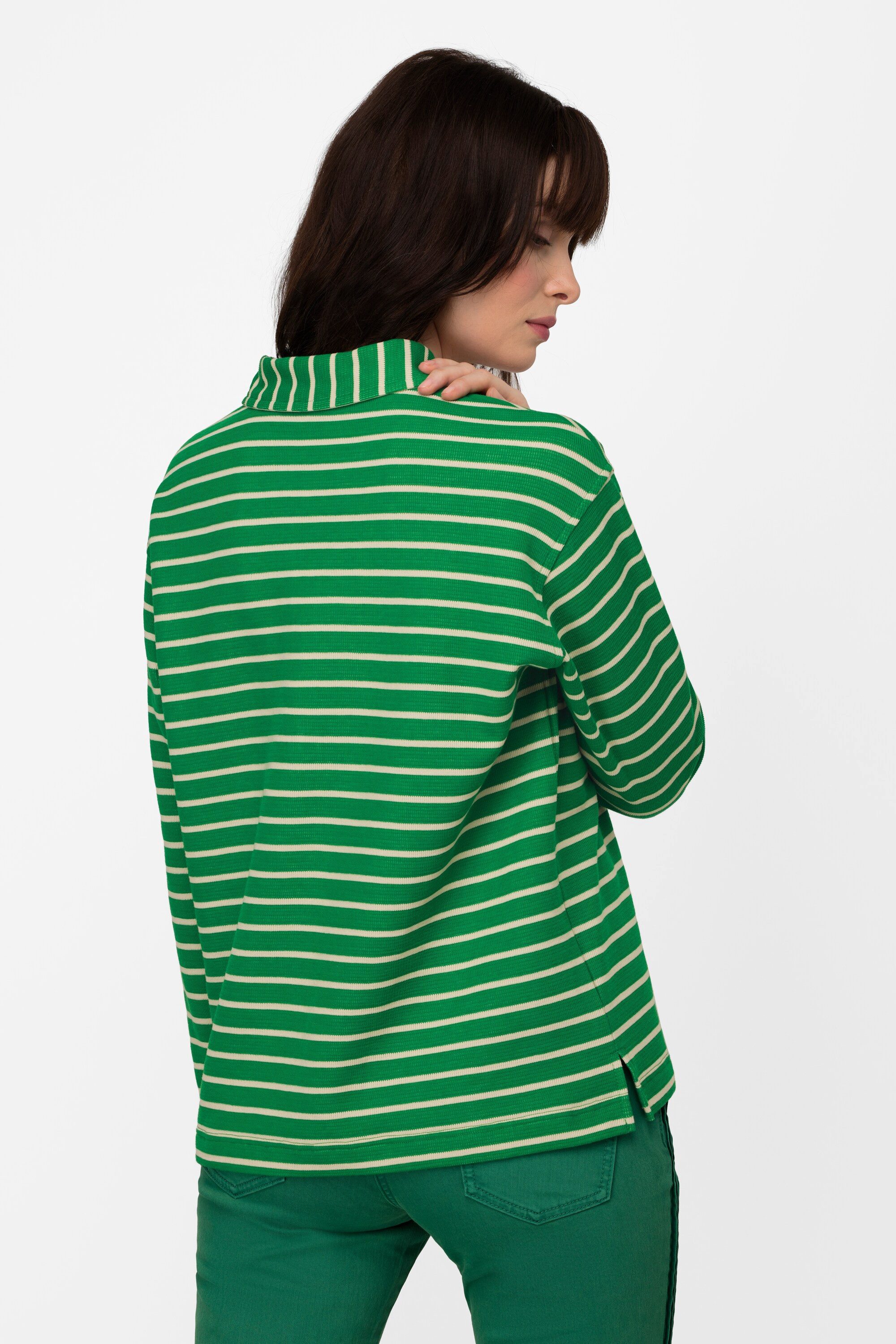 Laurasøn Sweatshirt Sweatshirt Ringel Polokragen Langarm