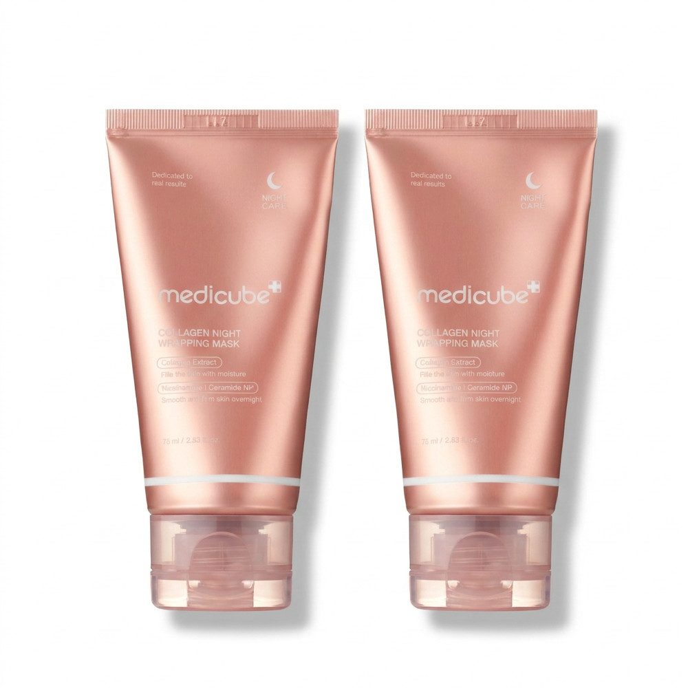 Medicube Gesichtsmaske Medicube Collagen Night Wrapping Peel Off Mask 2er Set, 1-tlg., Vorteilspack für die nächtliche Gesichtspflege