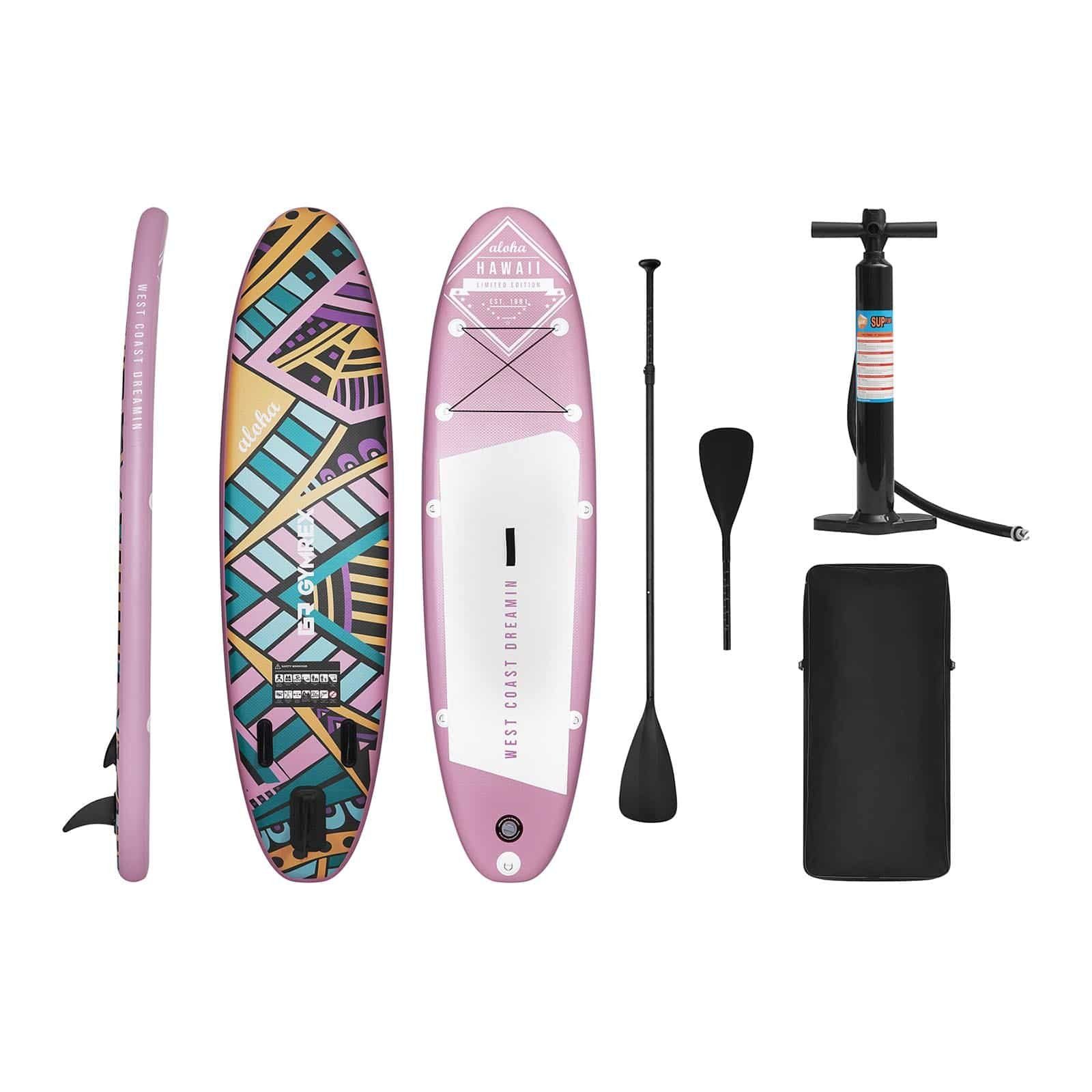 Gymrex Inflatable SUP-Board Stand Up Paddleboard aufblasbar pink SUP  Paddleboard Board 100 kg