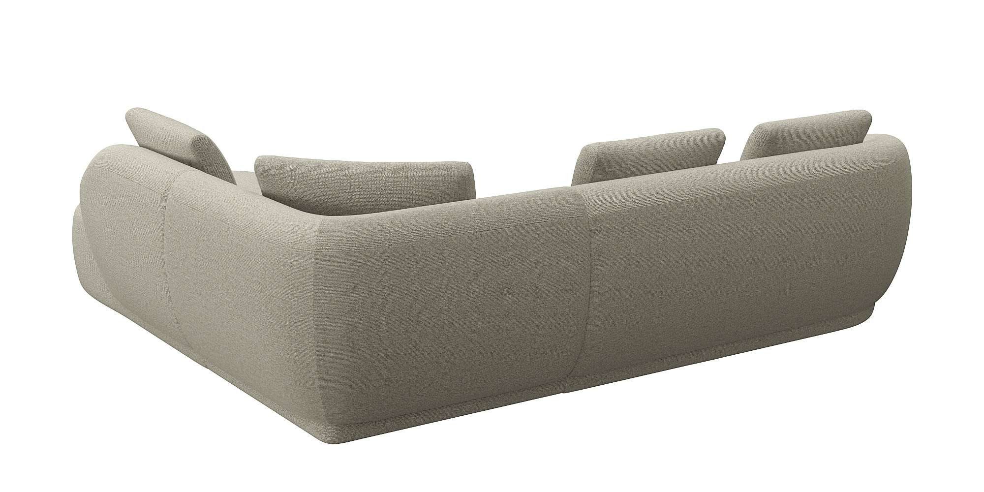 FLEXLUX Ecksofa Torino, rund, L-Form, Sofa-Ecke mit Ottomane, Modernes, organisches Sofa-Design, Kaltschaum, Wellenunterfederung