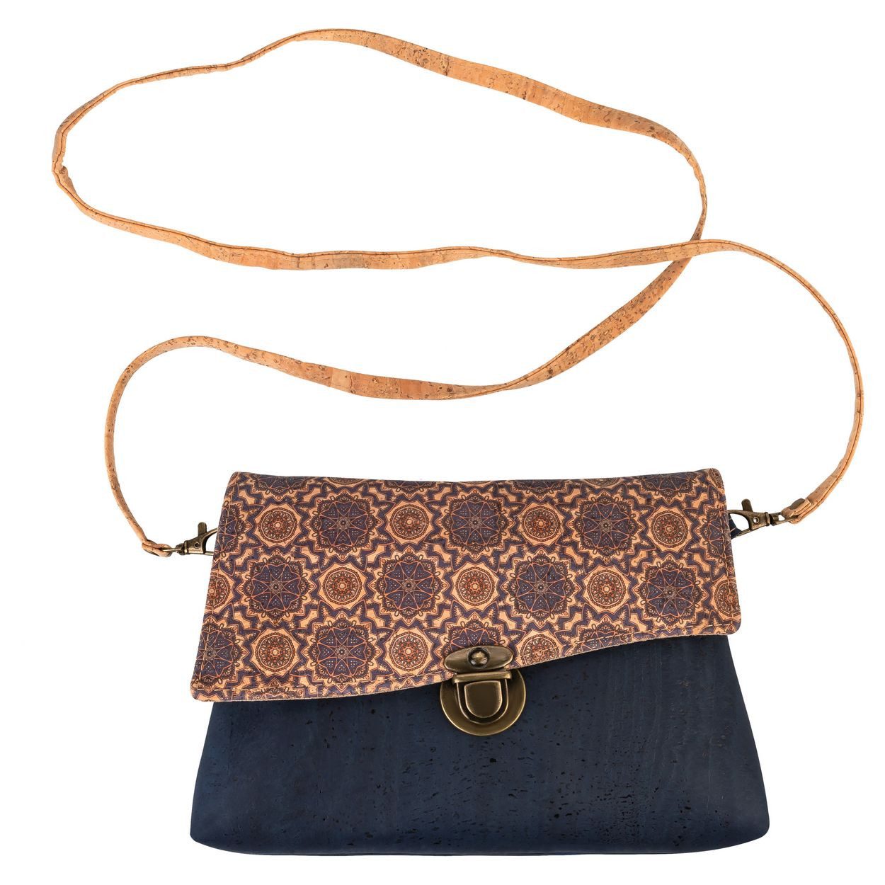 Kork-Deko.de Handtasche Kleine blaue Kork-Clutch – vegan, mit Reißverschluss