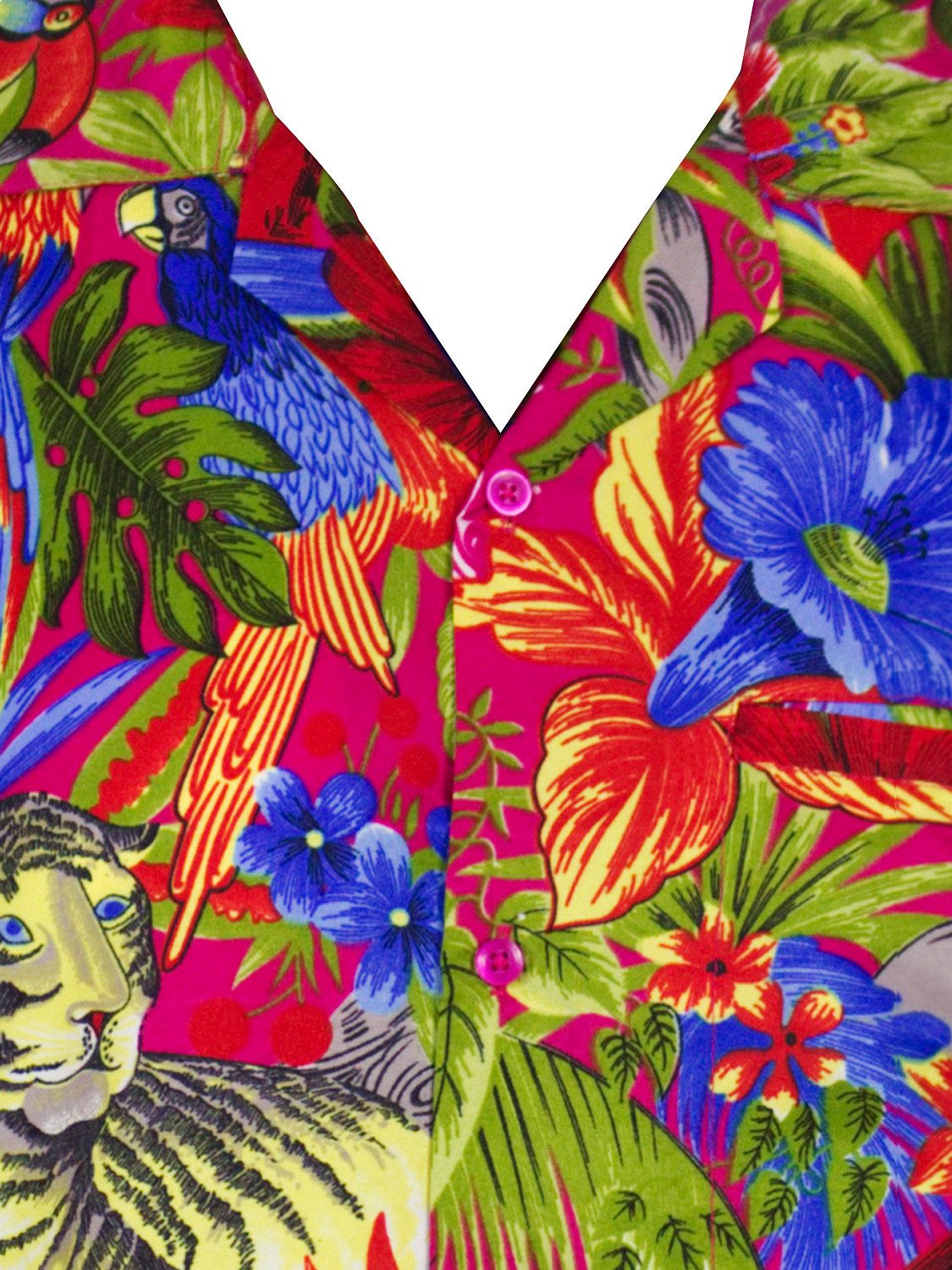 King Kameha Hawaiihemd Jungle Funky Hawaii-Hemd Herren Kurzarm Front-Tasche Stylish Unisex