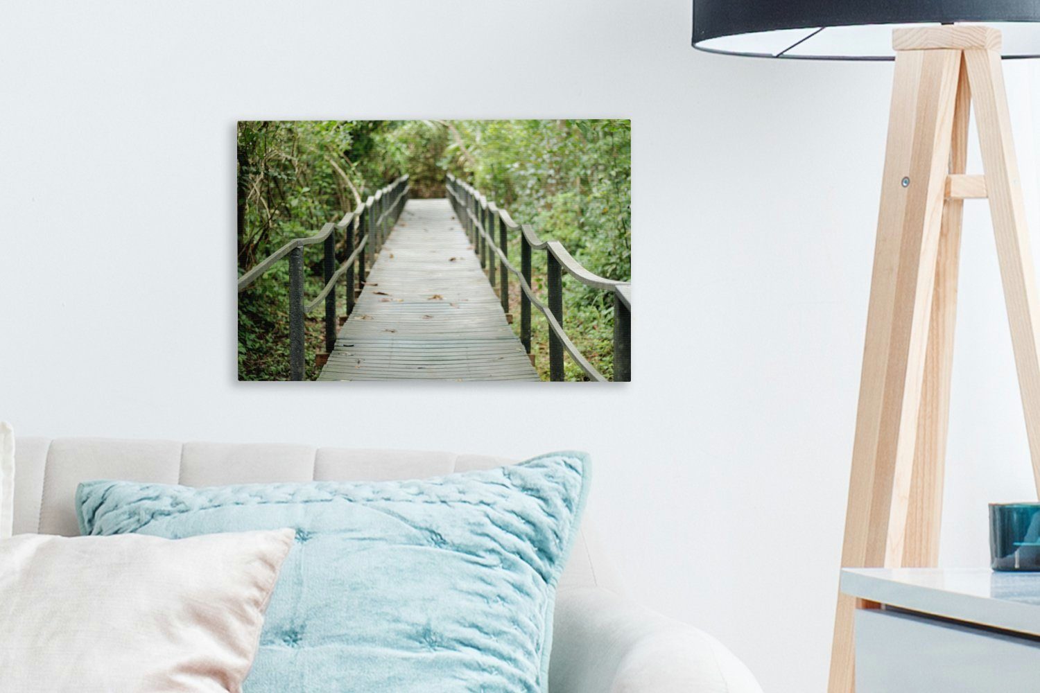 St), Wandbild des Brücke Die (1 im alte Aufhängefertig, Leinwandbilder, 30x20 Leinwandbild Dschungel OneMillionCanvasses® cm Wanddeko, Cahuita-Nationalparks,