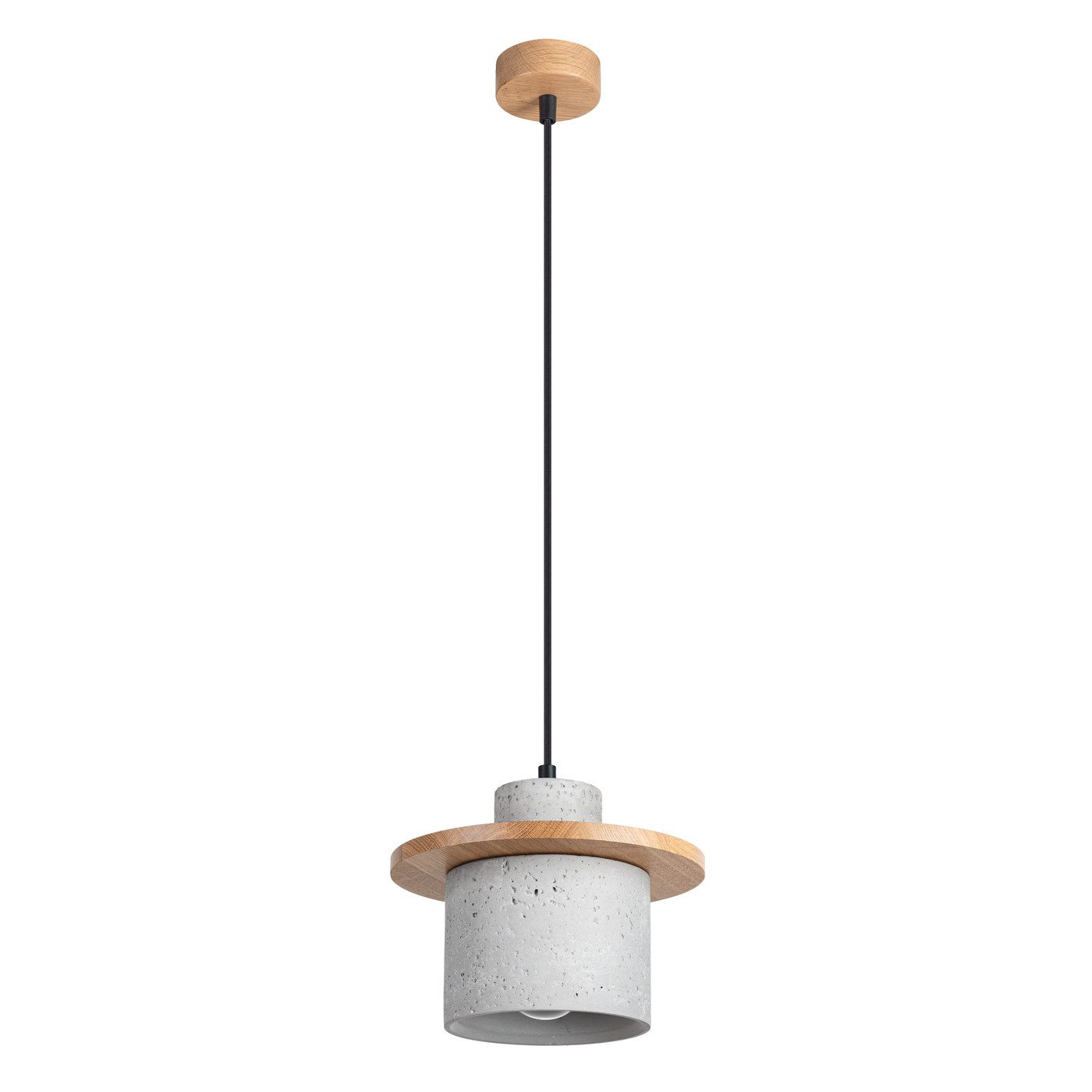 SOLLUX lighting Pendelleuchte Hängelampe MAB 1, ohne Leuchtmittel, einstellbare Höhe, LED E27, Beton/Holz