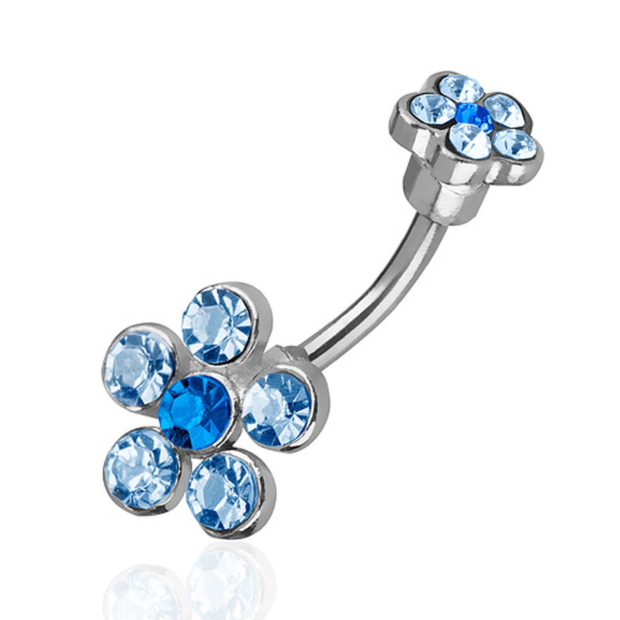 Taffstyle Bauchnabelpiercing Piercing Chirurgenstahl Zirkonia Blumen, Bauchnabelpiercing Bauchnabel Banane Stecker Anhänger mit Zwei Silber