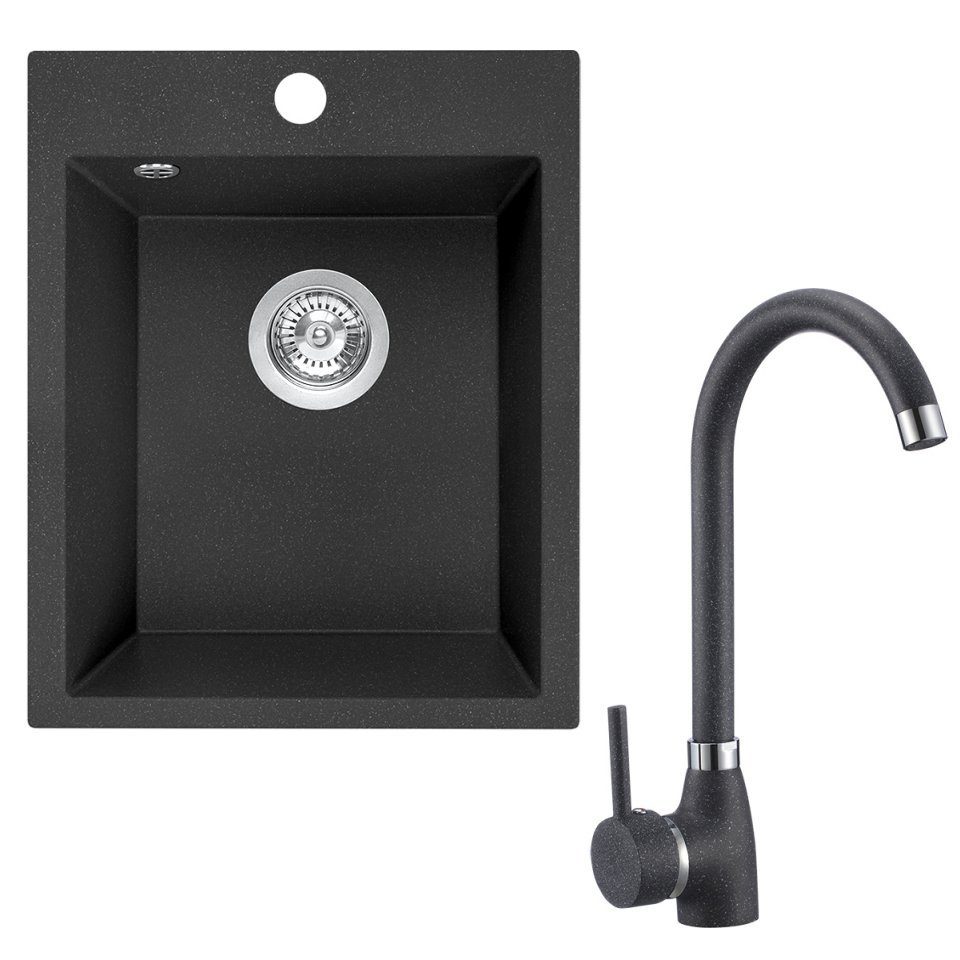 manestein Granitspüle Aura Granit Küchenspüle mit Armatur und Siphon 39x48c günstig online kaufen