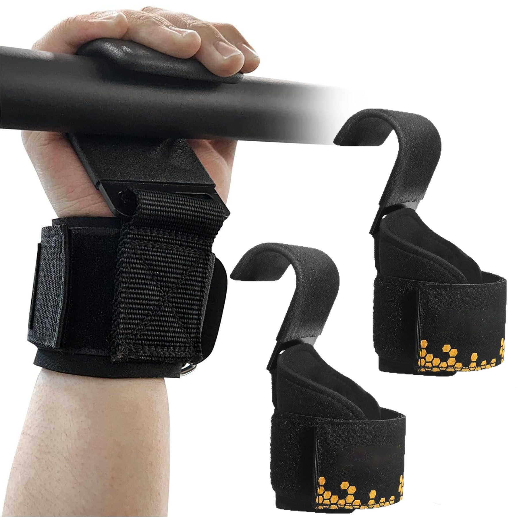 Mutig Zughilfe Zughilfen Haken Krafttraining, 8mm Gepolstert Handgelenkschutz (Profi Bodybuilding Gewichtheben Griff, Fitness Powerlifting Weight Lifting Hook), Männer Frauen rutschfest Grip, Kreuzheben klimmzug