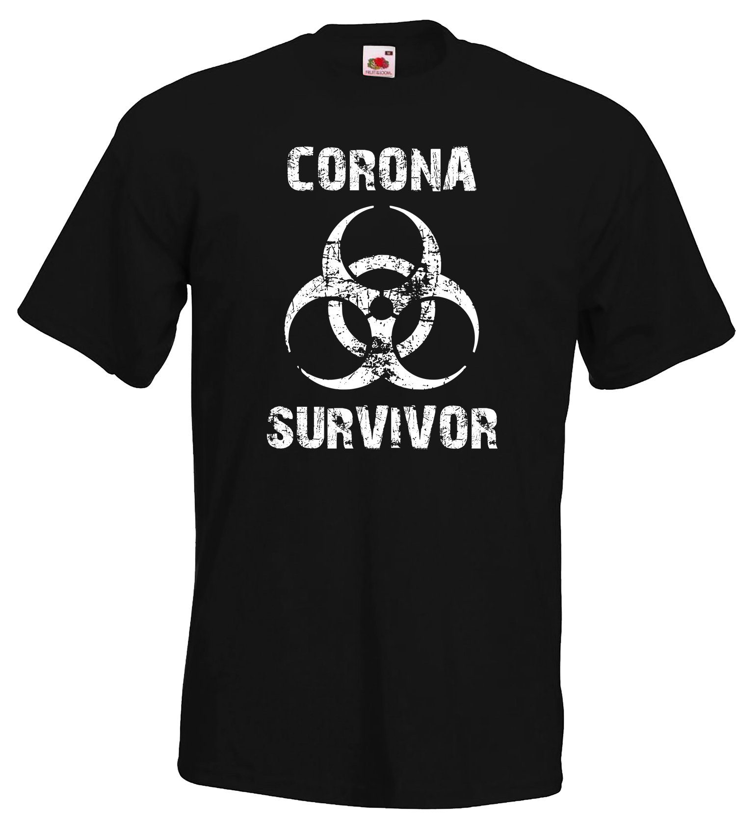 Youth Designz T-Shirt Corona Survivor Herren Shirt mit modischem Frontprint Schwarz