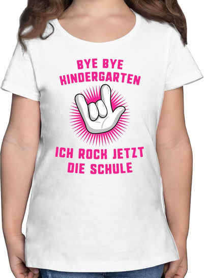 Shirtracer T-Shirt Bye Bye Kindergarten ich rock jetzt die Schule fuchsia Einschulung Mädchen