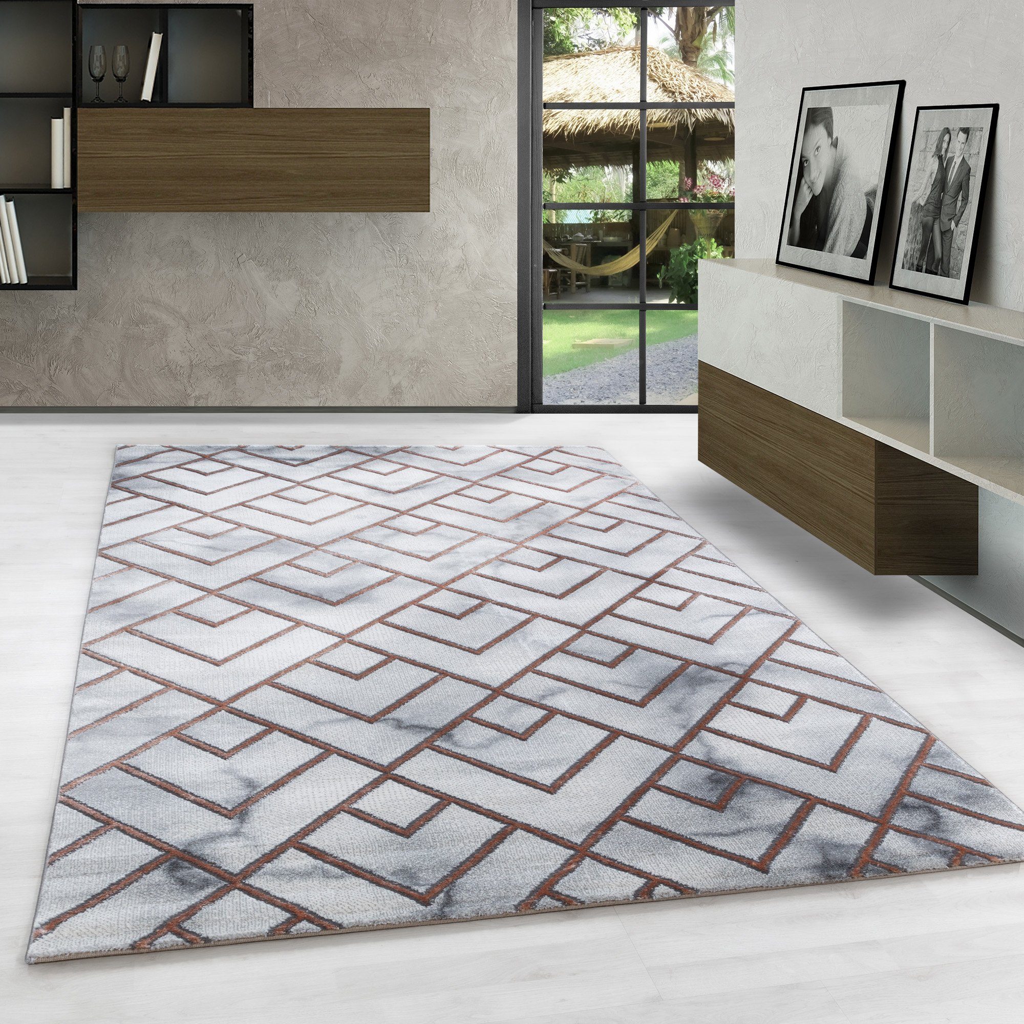 Designteppich Marmor Design, Teppich Marmor Design Wohnzimmer 12 mm, Skandinavische Läufer, Carpetsale24, Stil Kurzflor Höhe