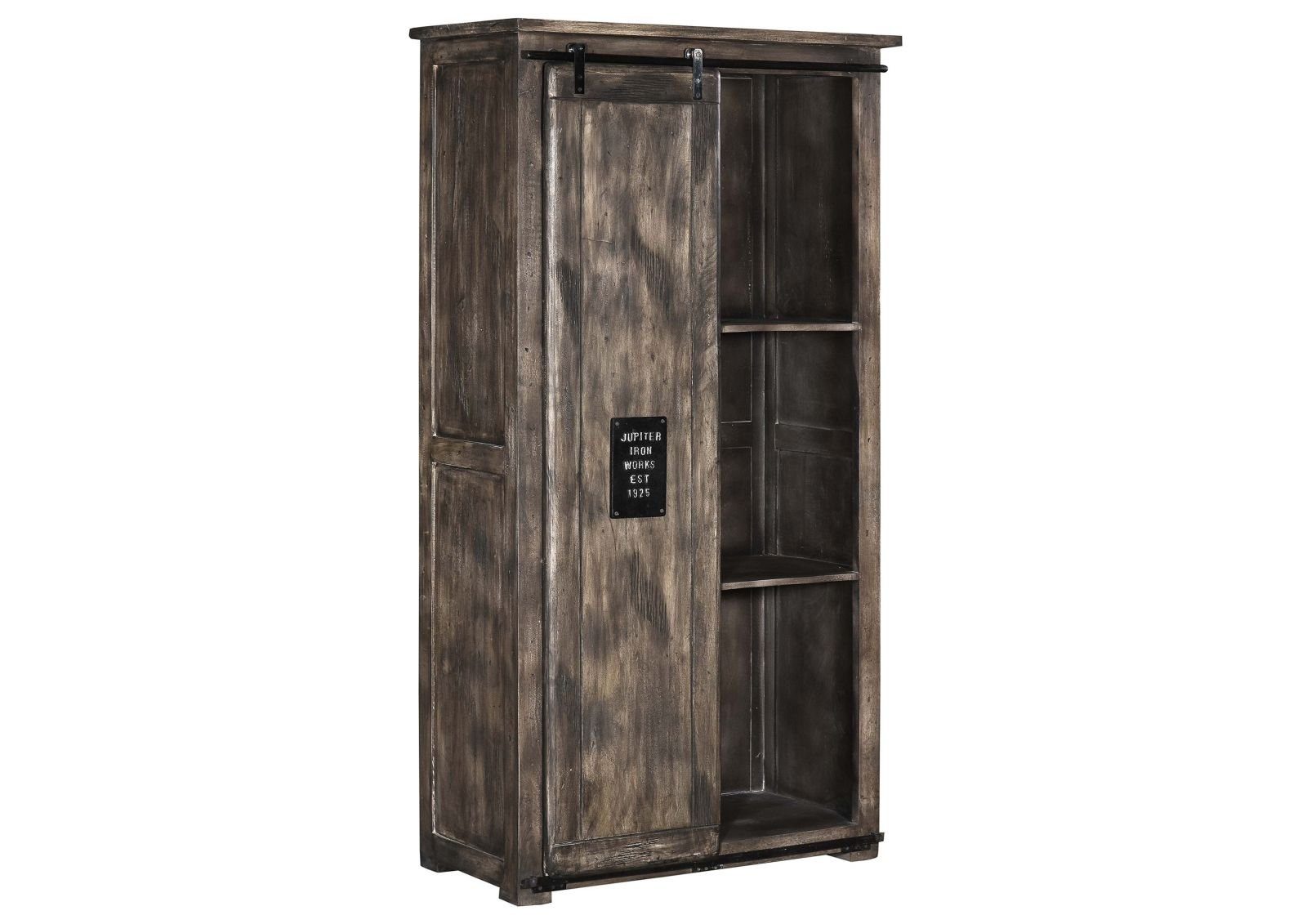 Massivmoebel24 Dreh-/Schwebetürenschrank RAILWAY (Schrank Mango 100x50x190 grau lackiert RAILWAY #215) Schrank Mango 100x50x190 grau lackiert RAILWAY #215