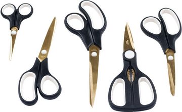 KING Topf-Set Essential 21, Aluminiumguss (Set, 51-tlg., 3Töpfe,5Messer,Messerblock,3Pfannen,Etui,Menü-+Kuchenbesteck,5Schere), Holzoptik, Induktion